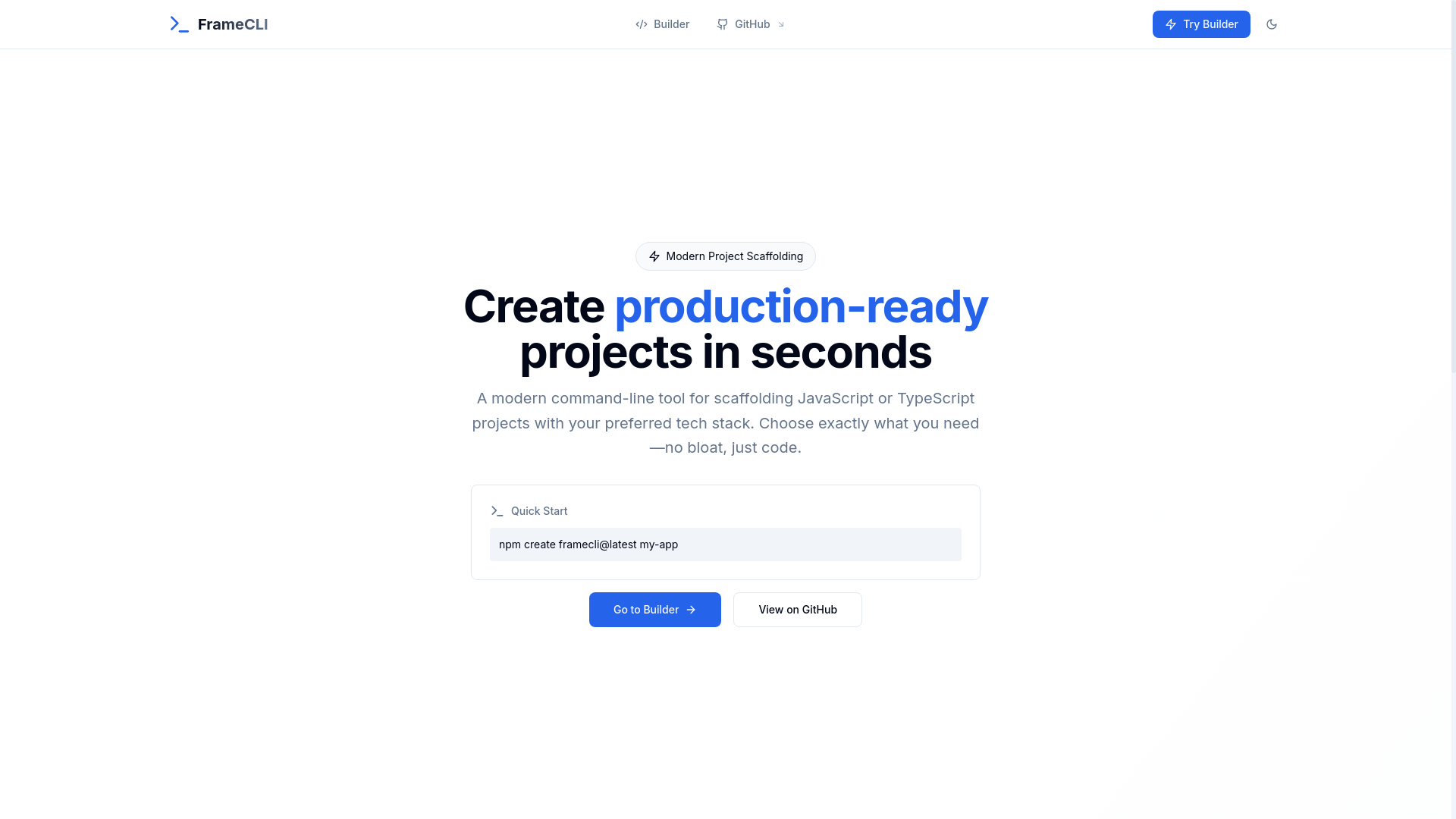 website screenshot of https://framecli.pages.dev/