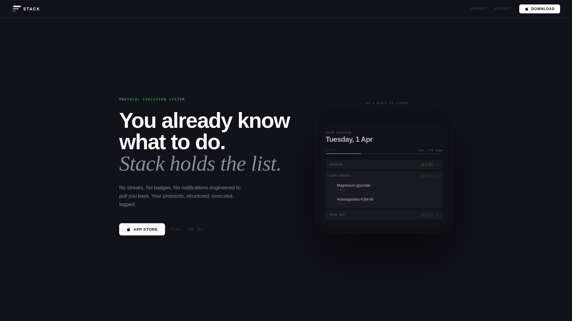 website screenshot of https://getstackapp.xyz