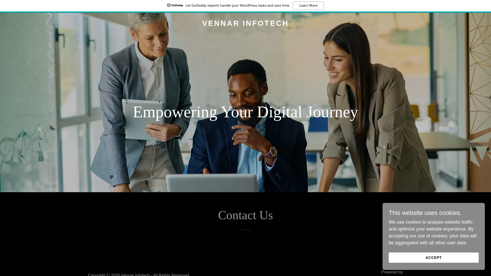 website screenshot of https://vennarinfotech.com/