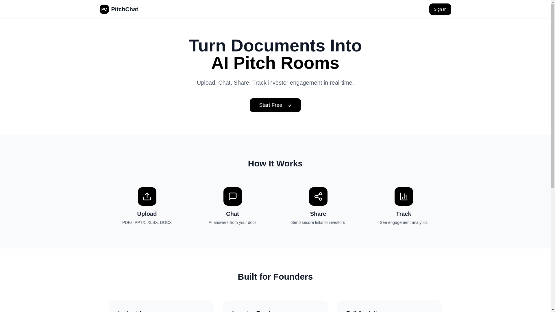 website screenshot of https://pitchchat.ai/