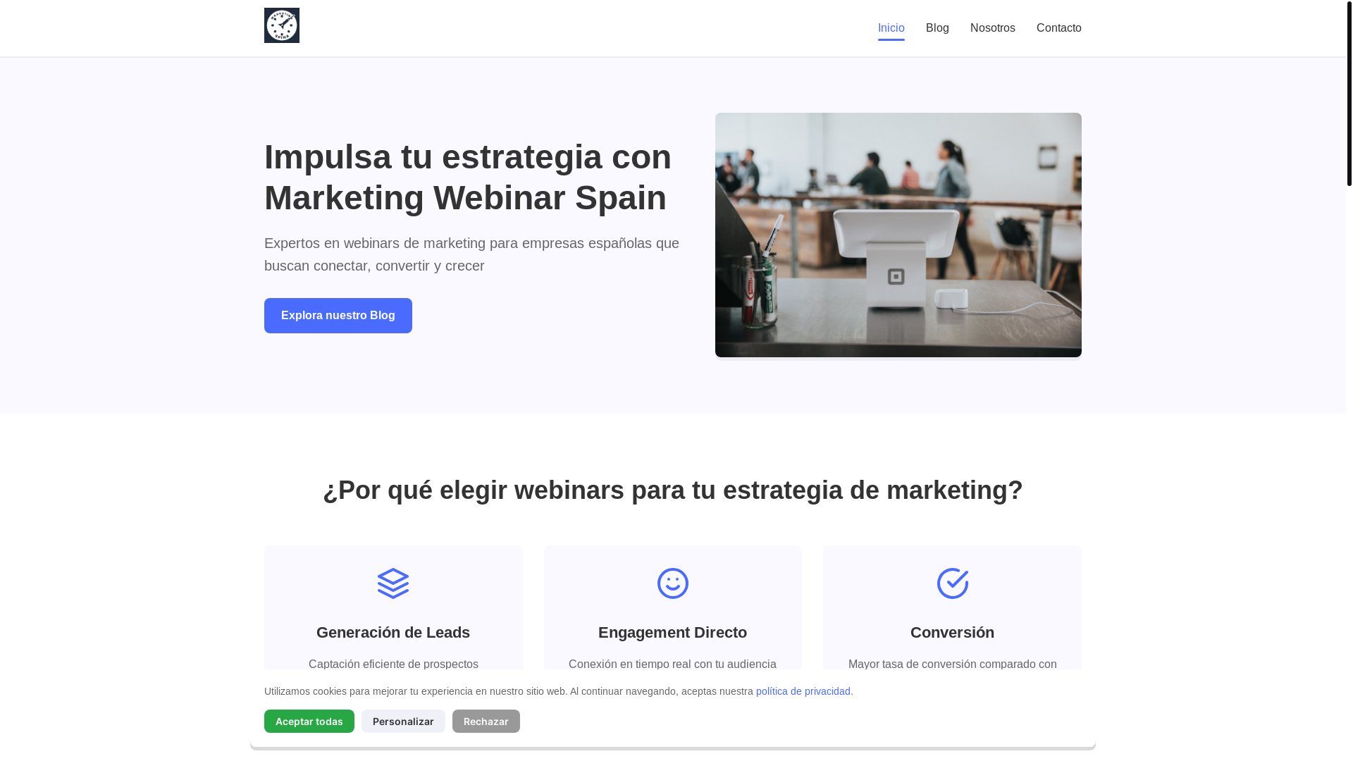 website screenshot of https://marketingwebinarspain.info/