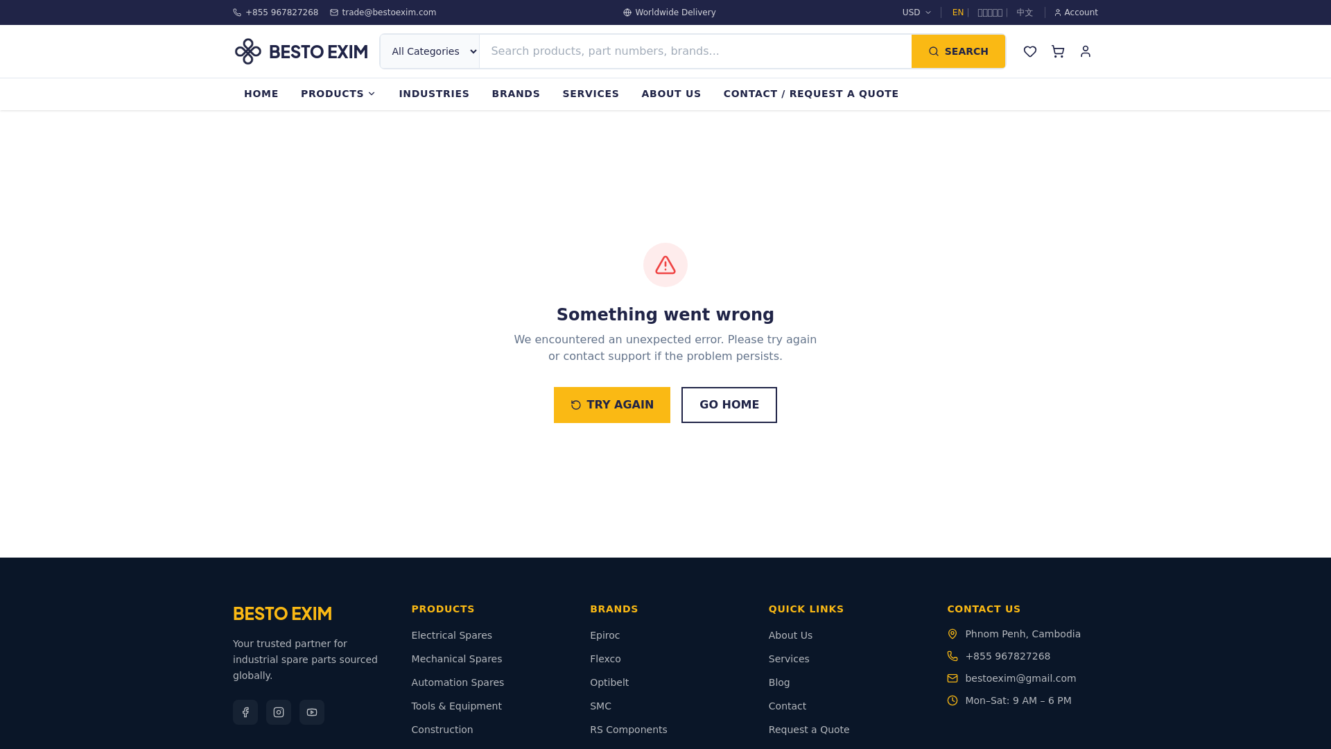 website screenshot of https://bestoexim.trade