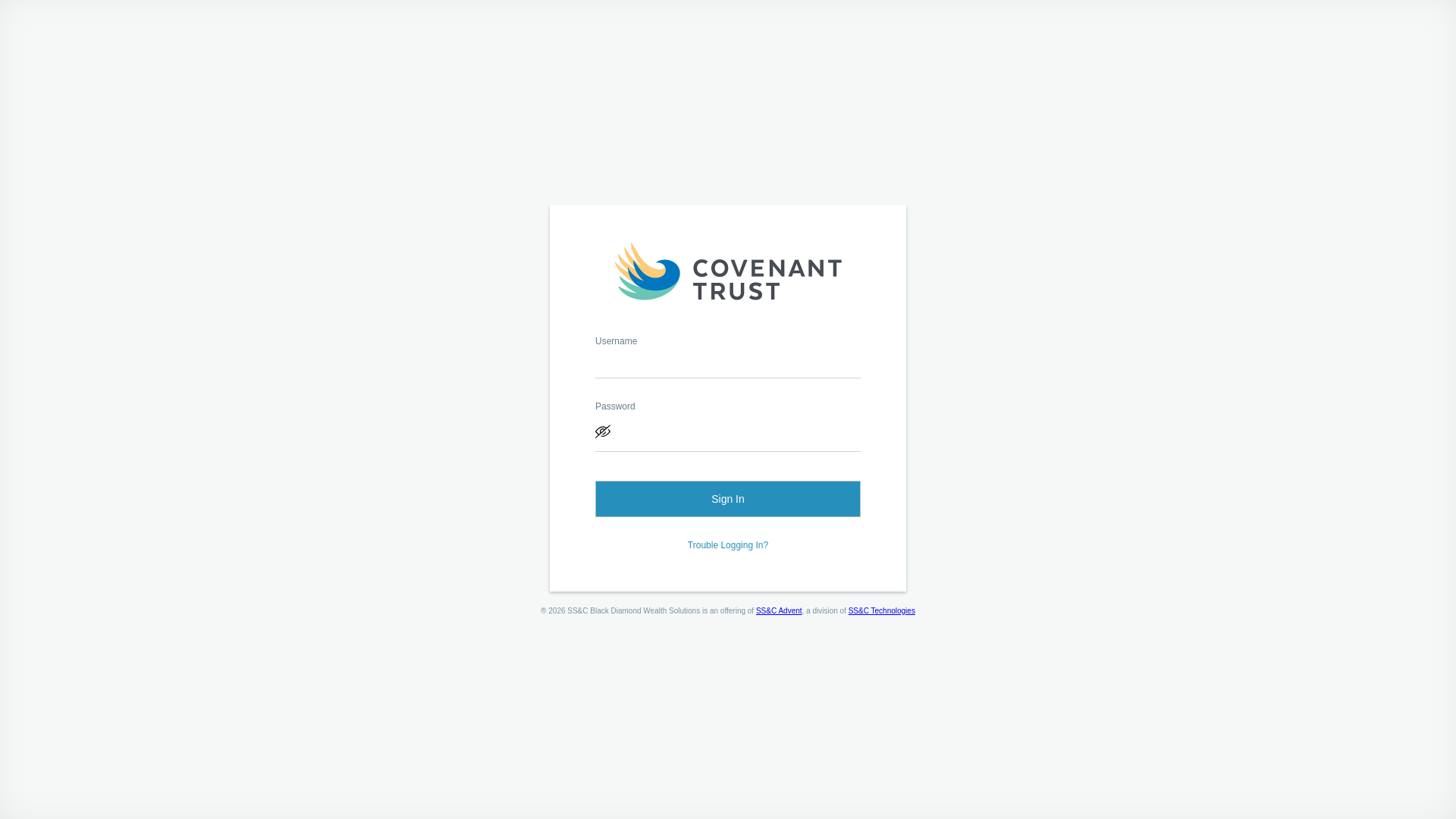 website screenshot of https://login.bdreporting.com/Auth/covenanttrust/SignIn