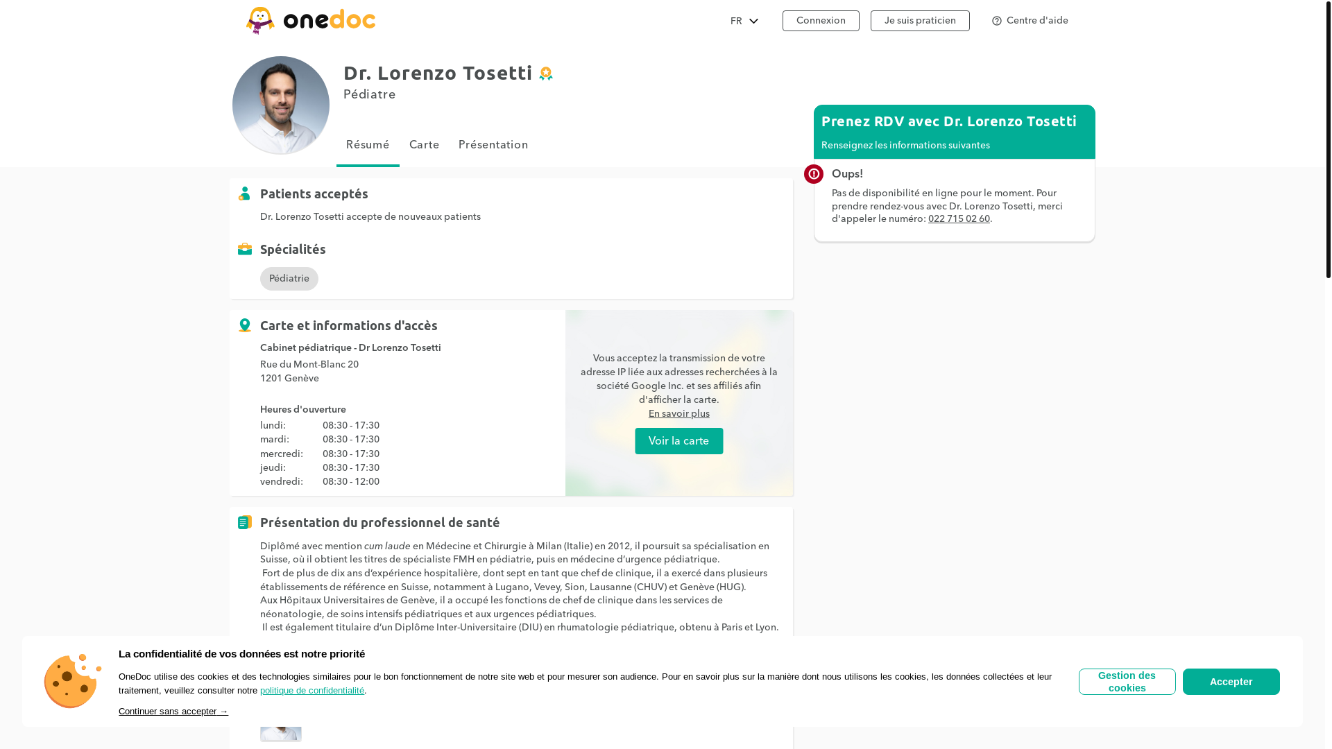 website screenshot of https://pediatre-geneve-paquis.ch/