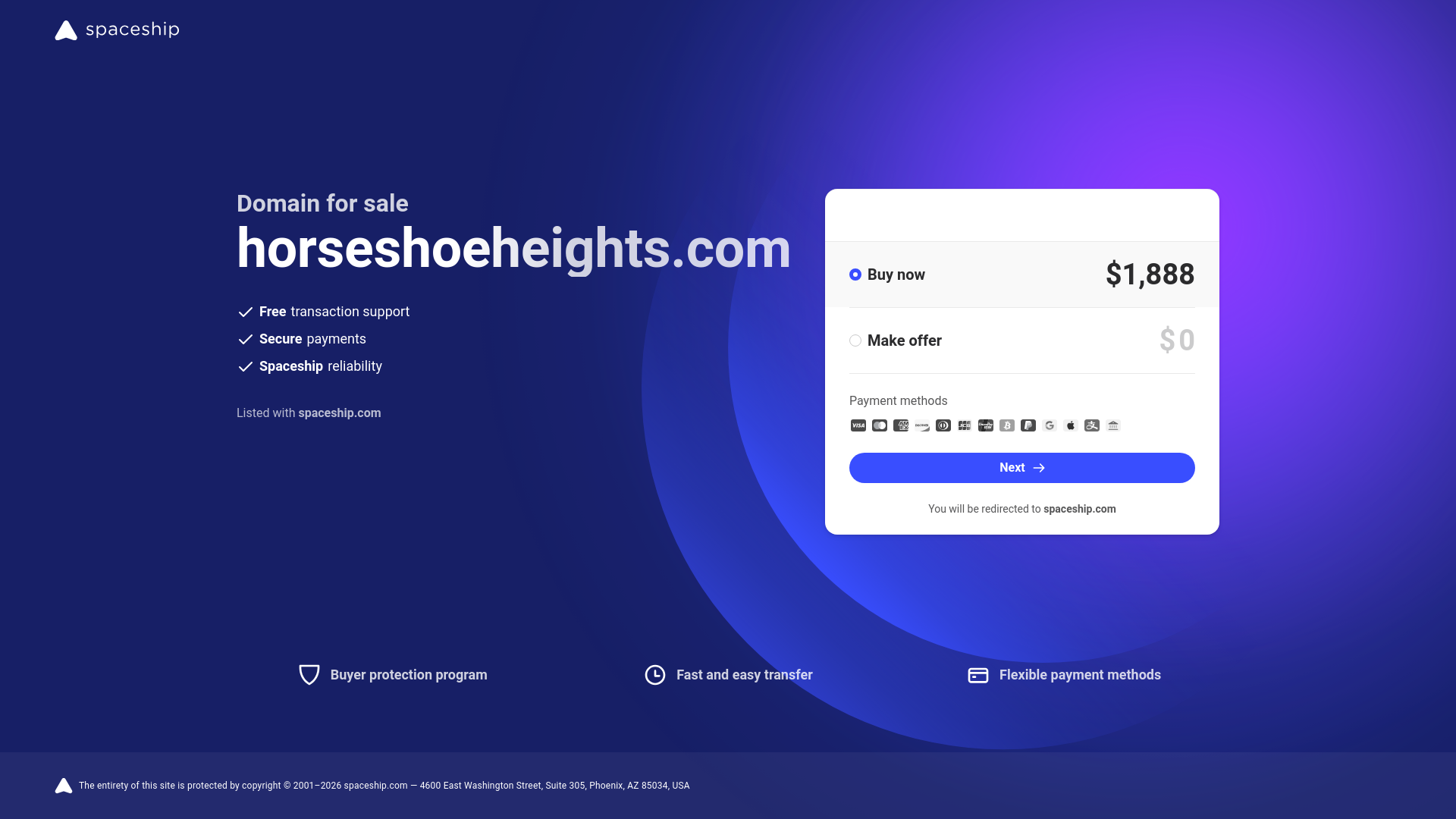 website screenshot of https://horseshoeheights.com