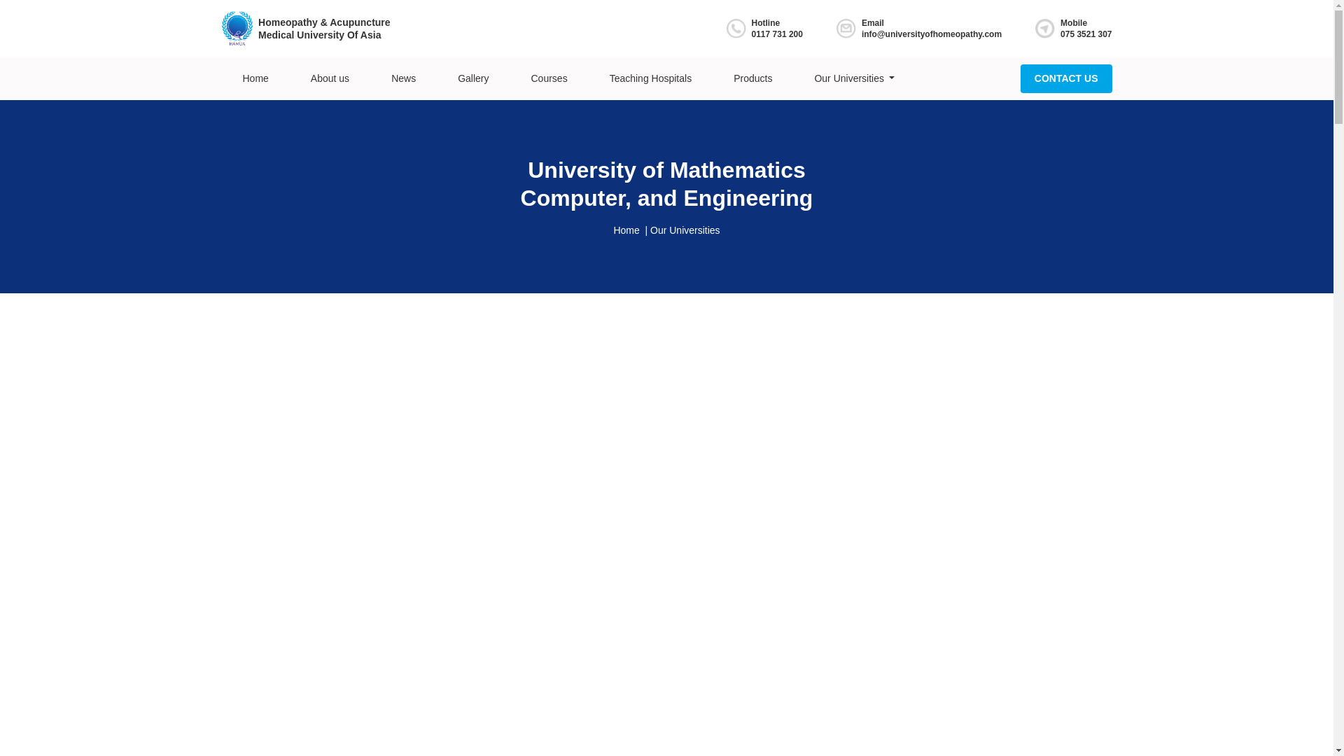 website screenshot of https://universityofmathematicsandengineering.com/
