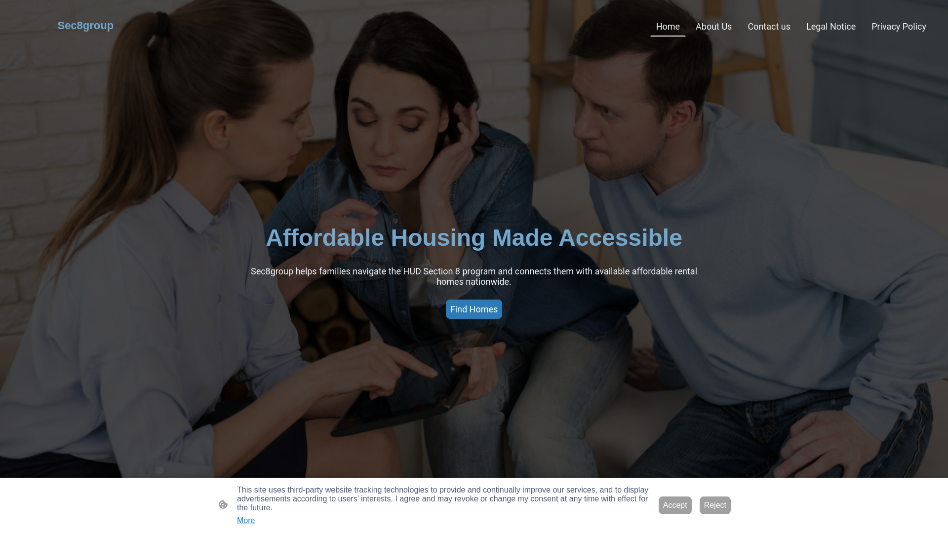 website screenshot of https://sec8apartments.com