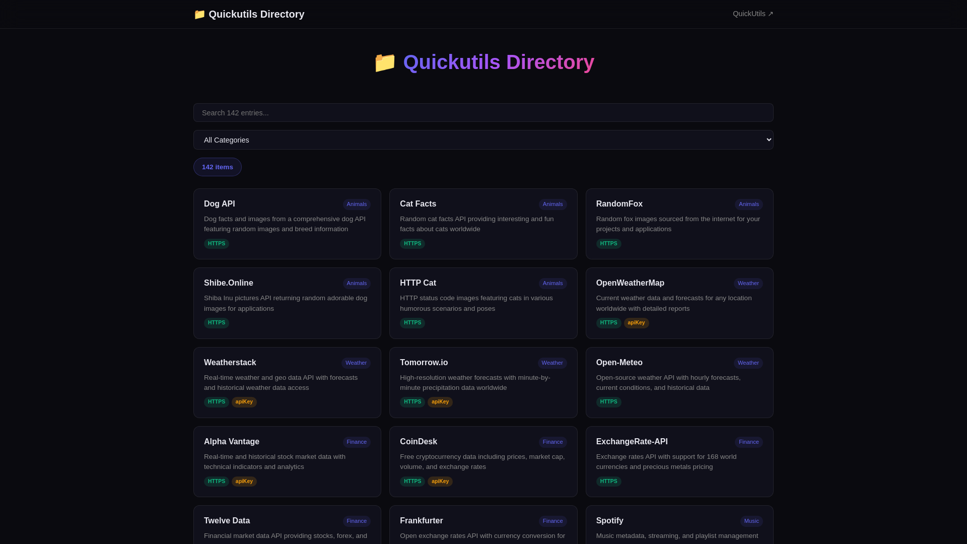 website screenshot of https://quickutils-directory.pages.dev/