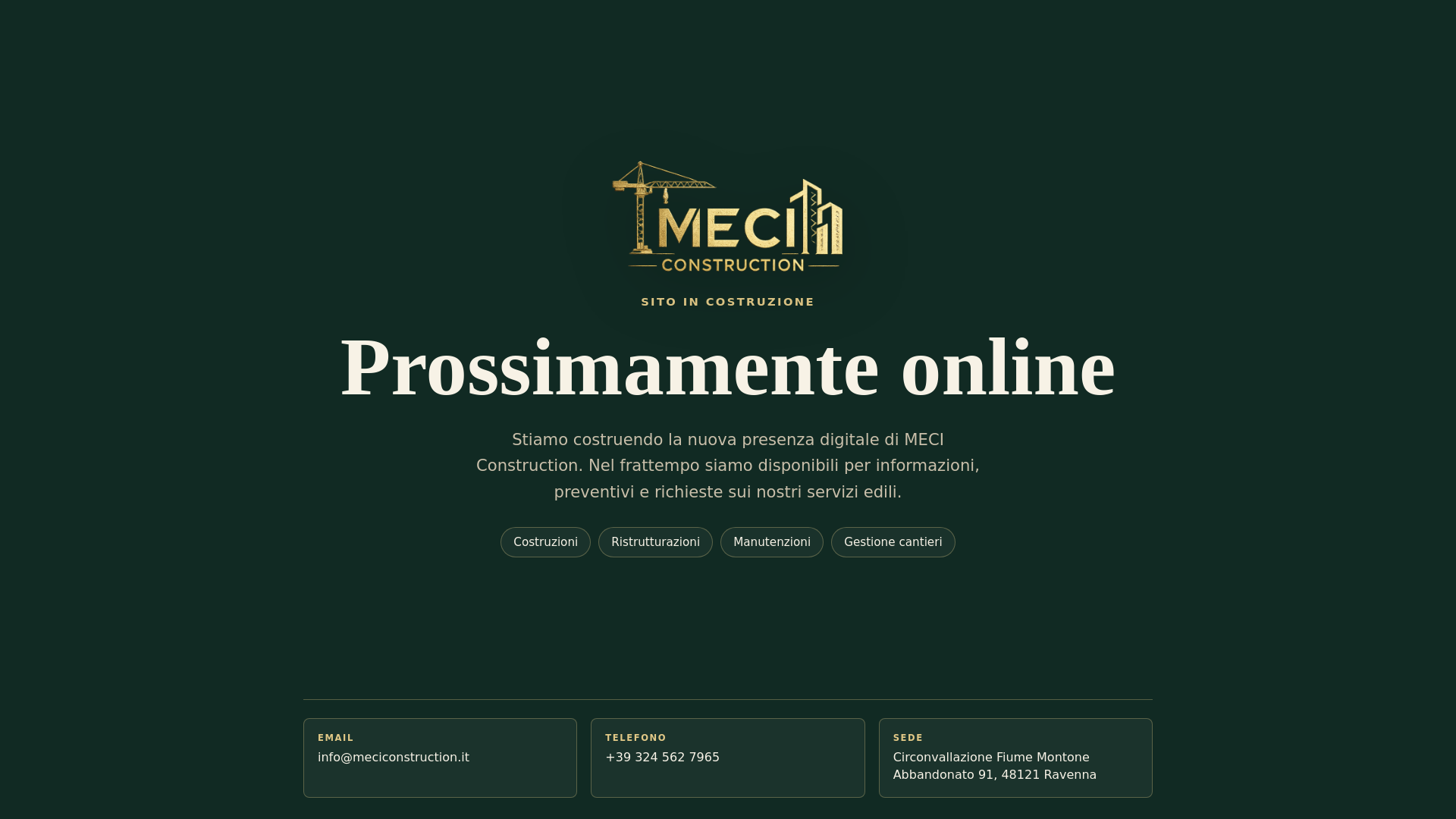 website screenshot of https://meciconstruction.it/