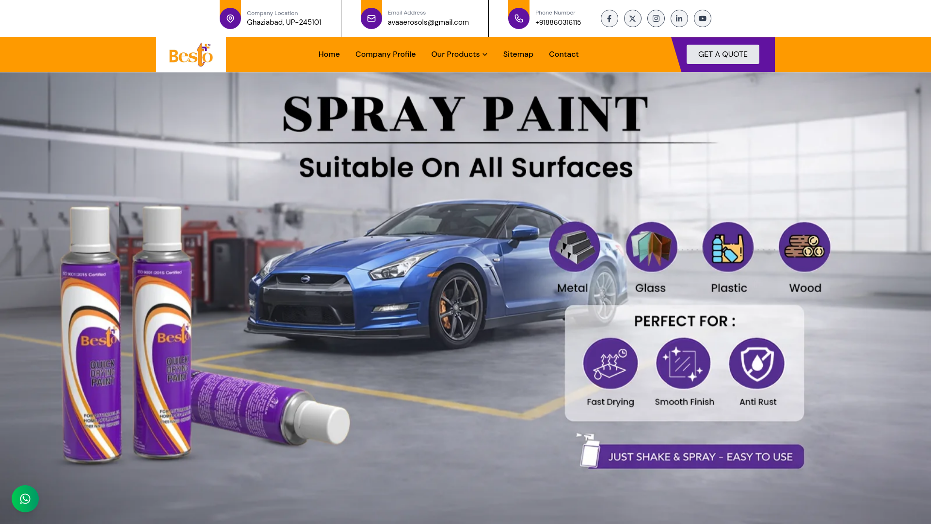 website screenshot of https://bestosprays.com