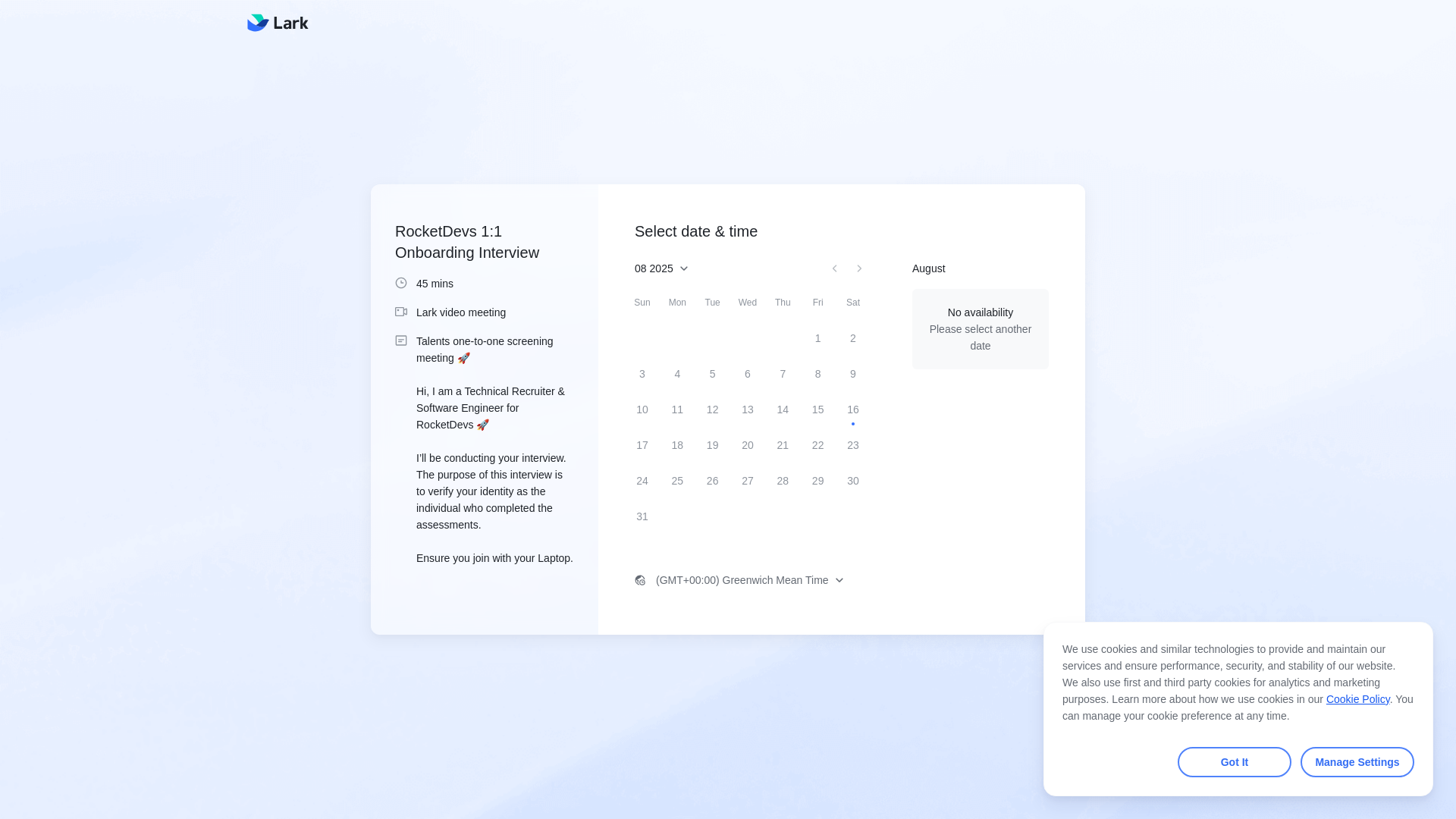website screenshot of https://creatorfy.sg.larksuite.com/scheduler/37e0e62ae6dee319