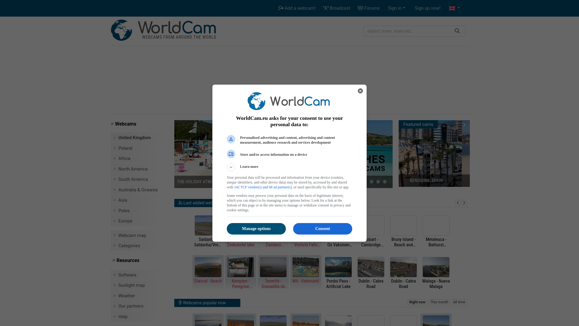 website screenshot of https://worldcam.eu/
