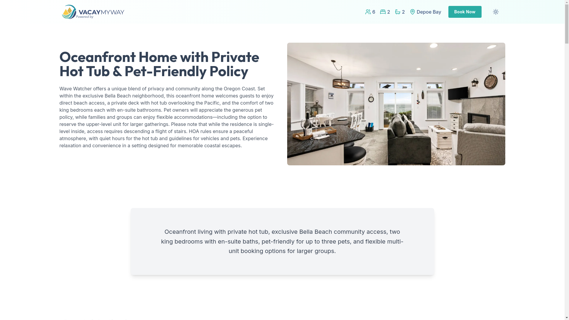 website screenshot of https://calmdepoebay.vacations/