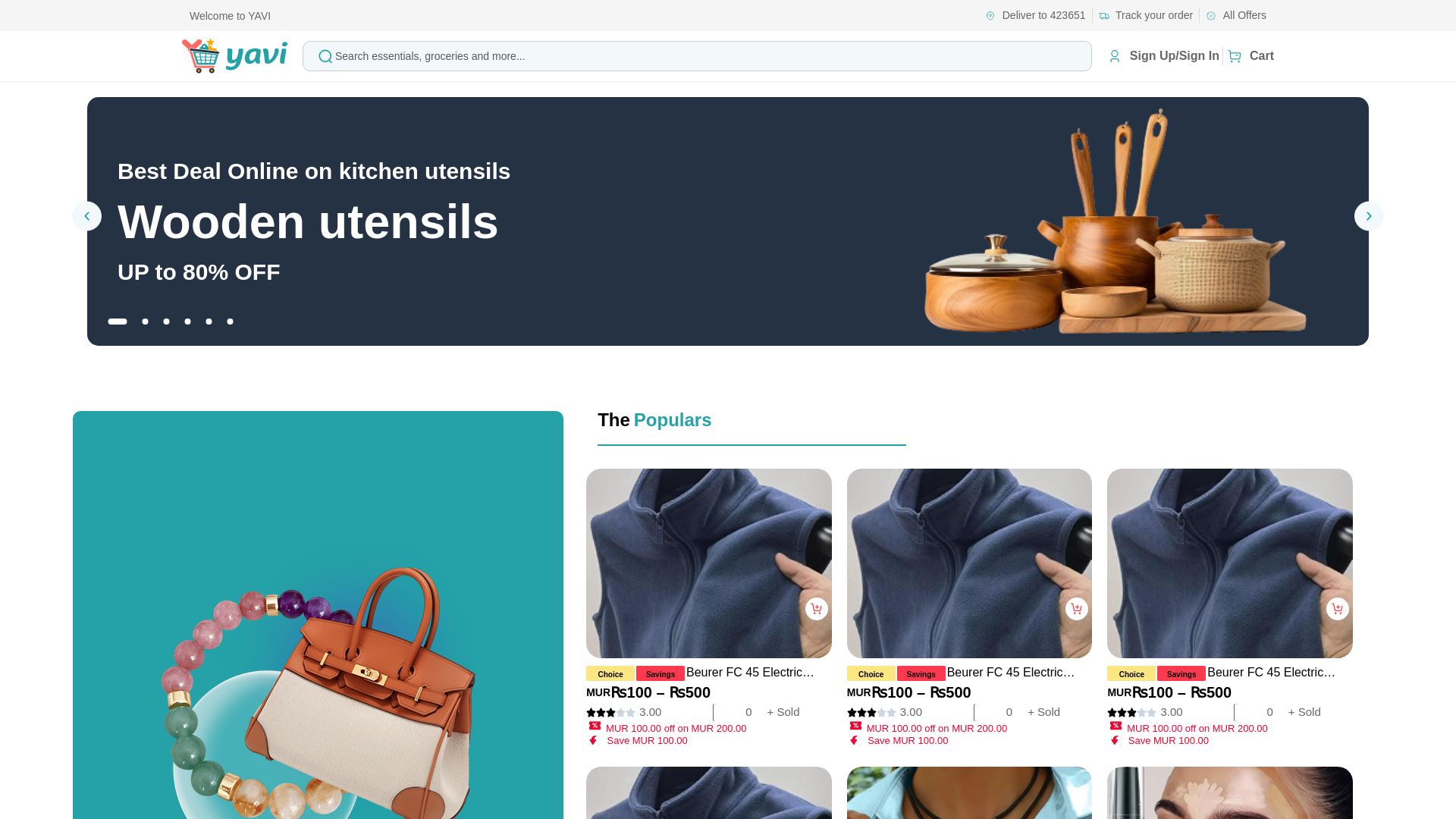 website screenshot of https://yavi.mu/