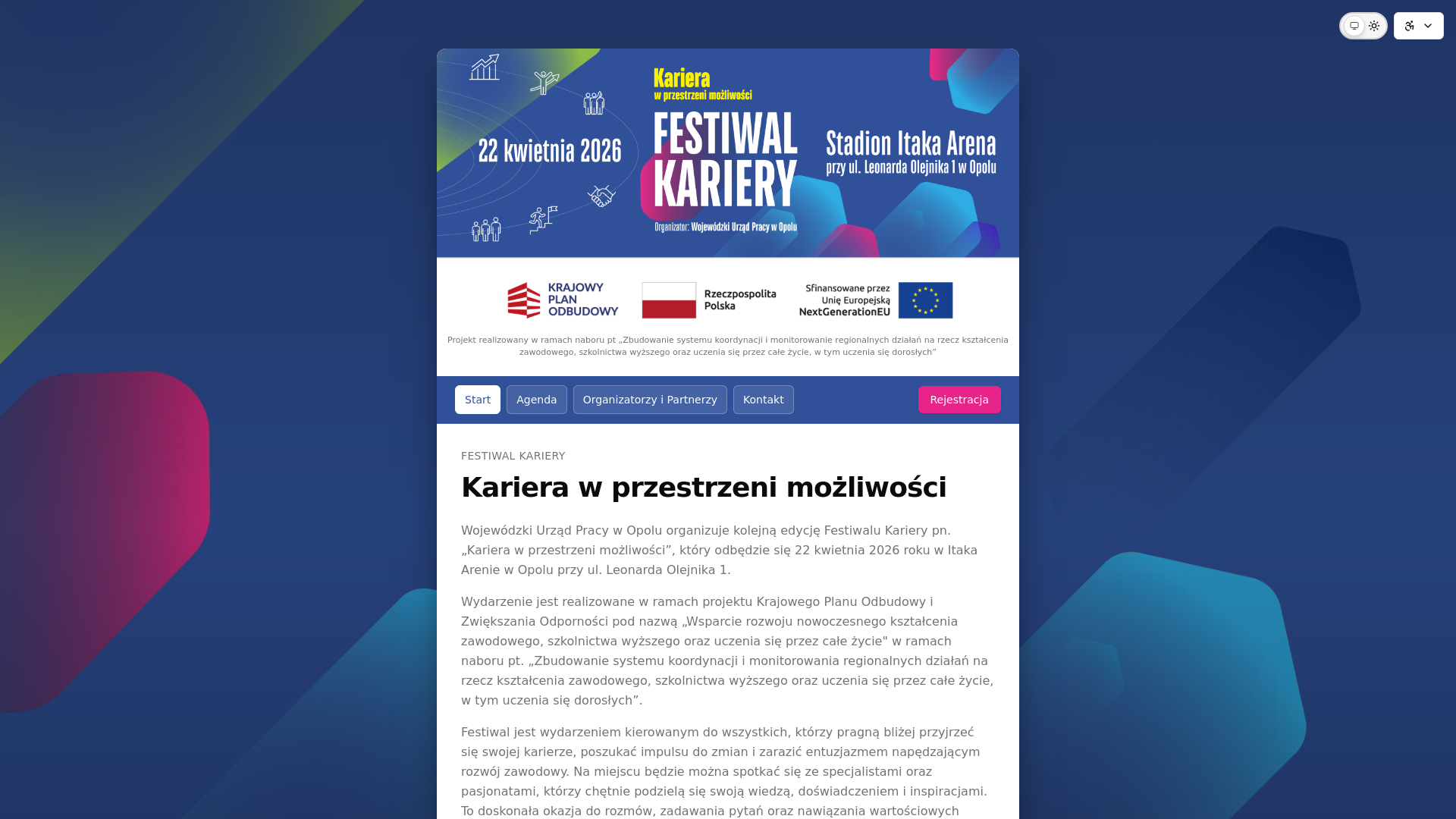 website screenshot of https://festiwalkariery2026.pl