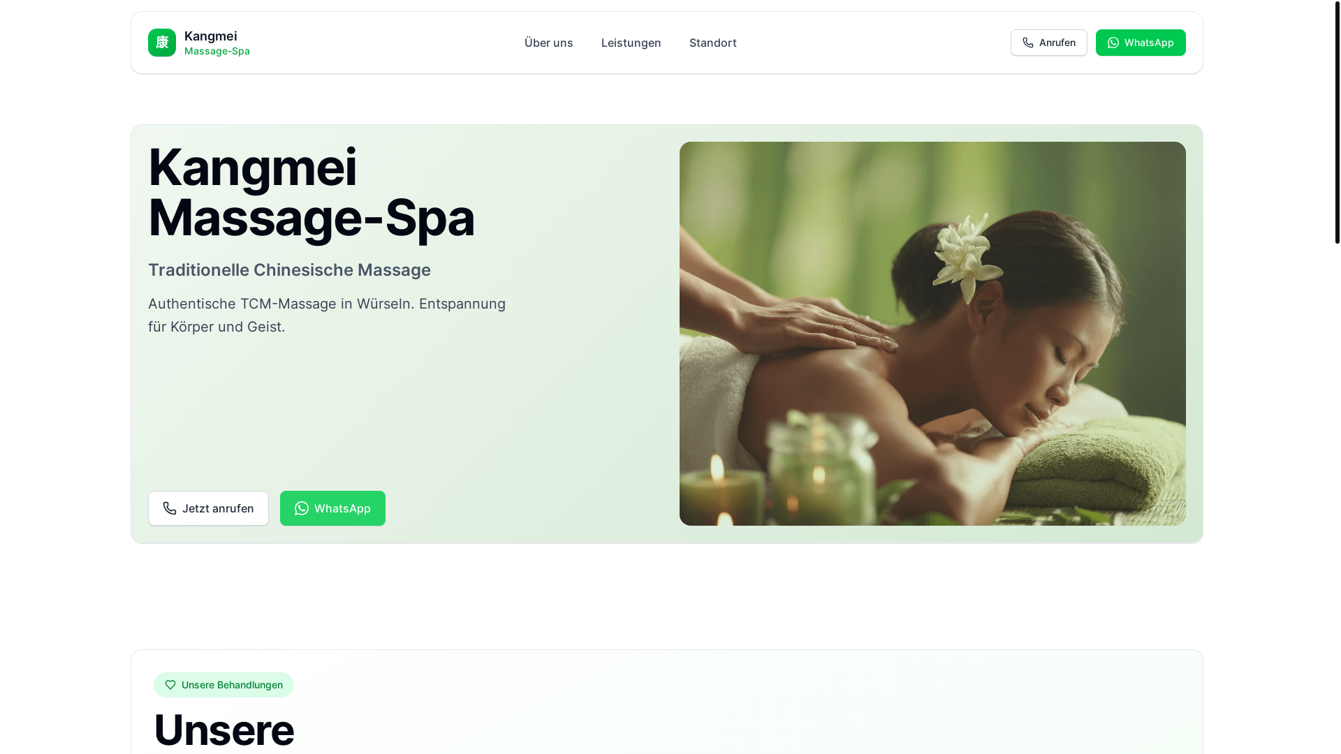 website screenshot of https://kangmei-massage-spa.de/