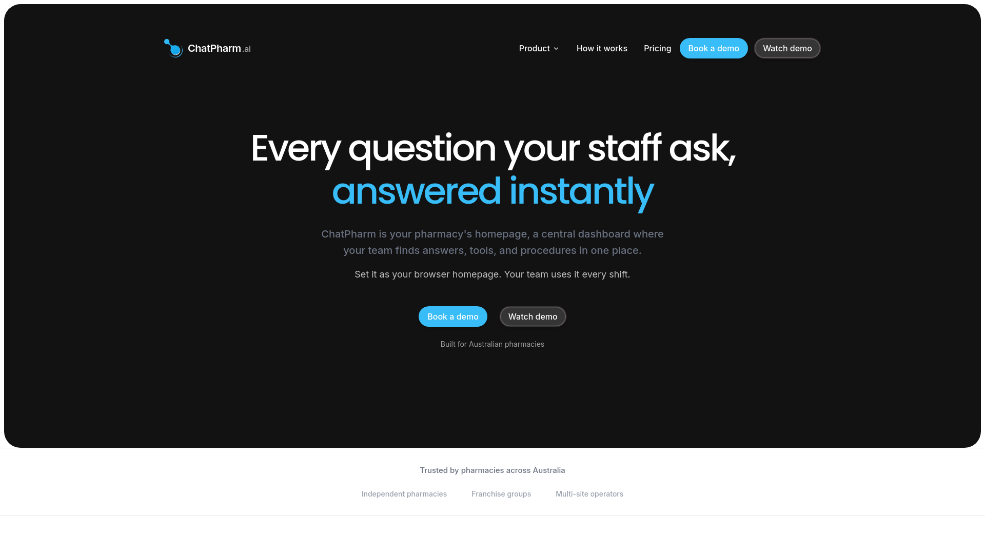 website screenshot of https://chatpharm.ai/