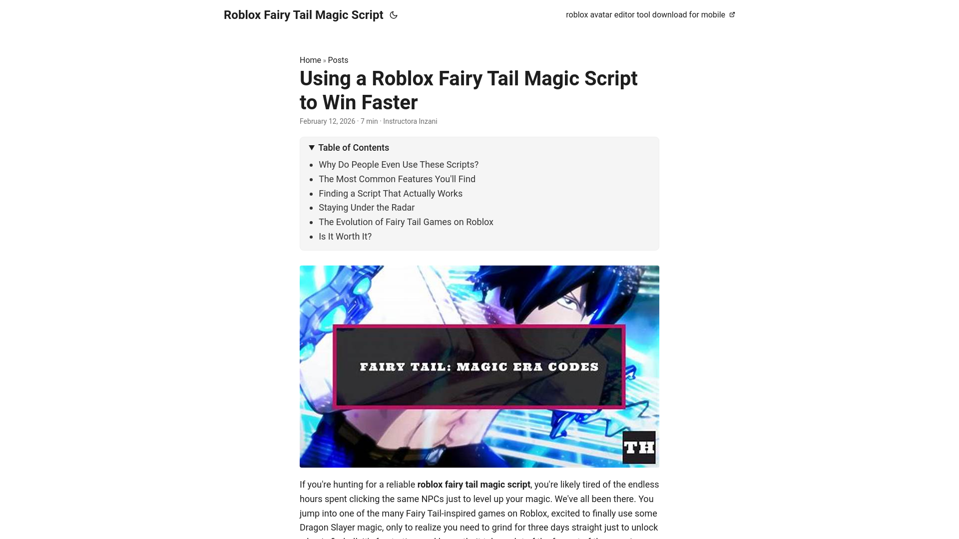website screenshot of https://roblox-fairy-tail-magic-script.pages.dev/