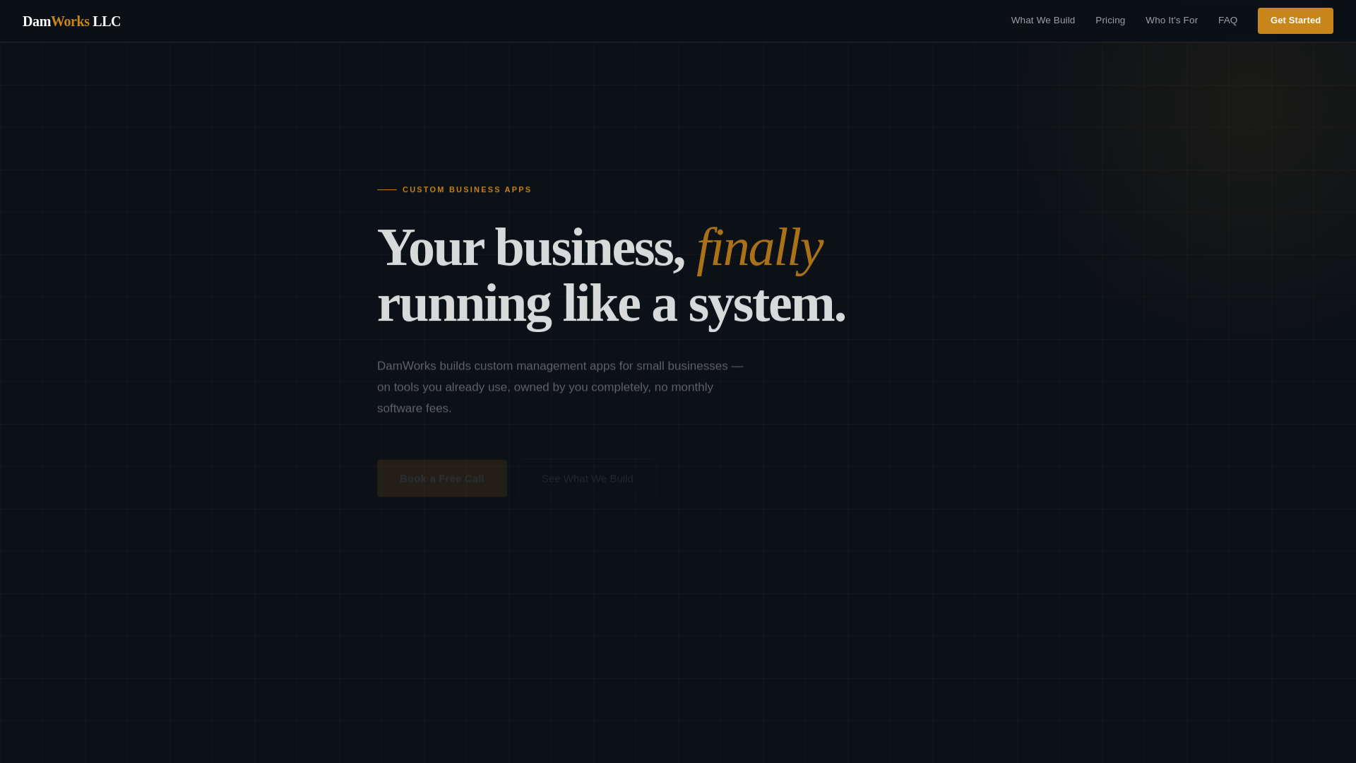 website screenshot of https://damworksllc.com/