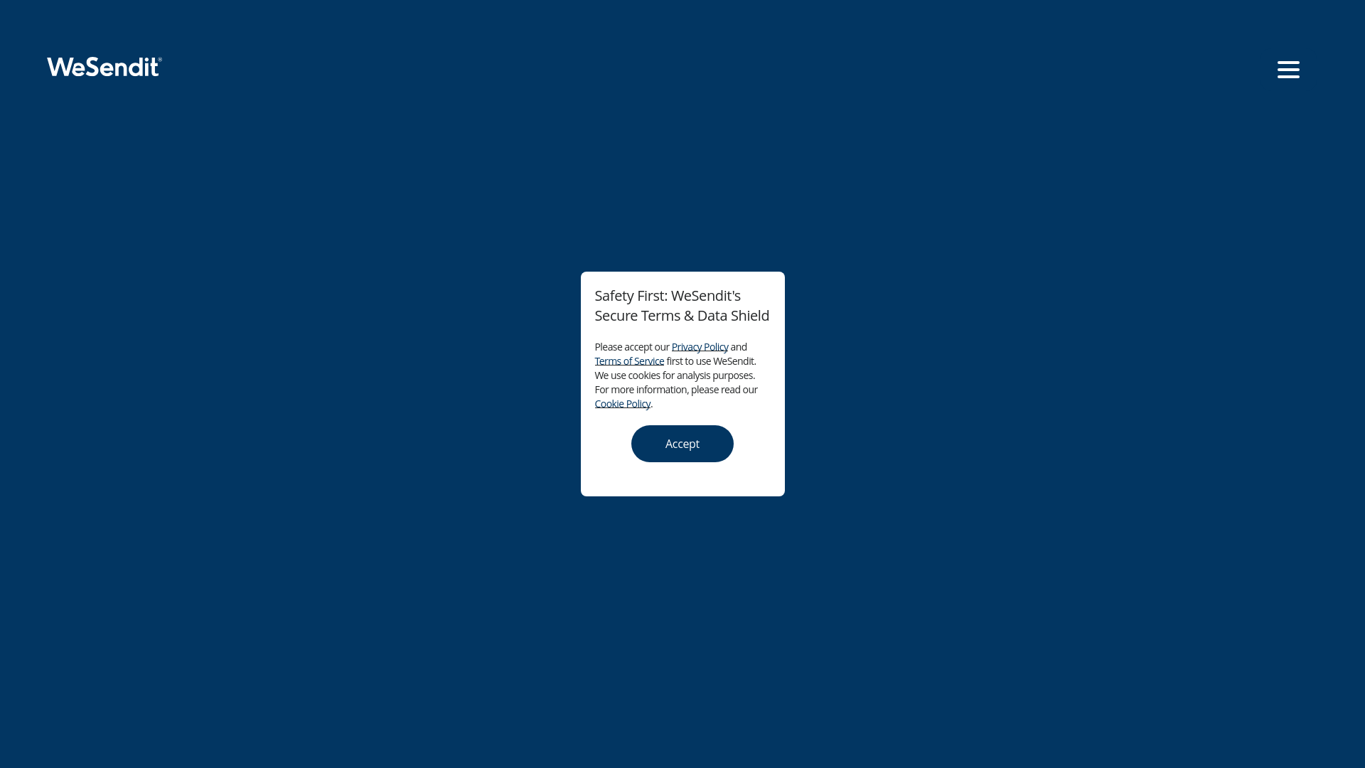 website screenshot of https://www.wesendit.com/