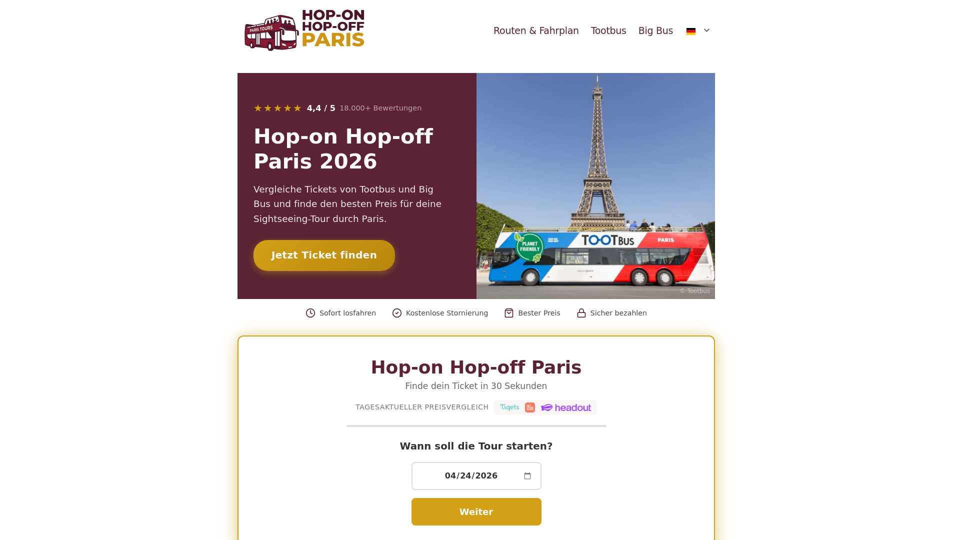 website screenshot of https://hoponparis.com/