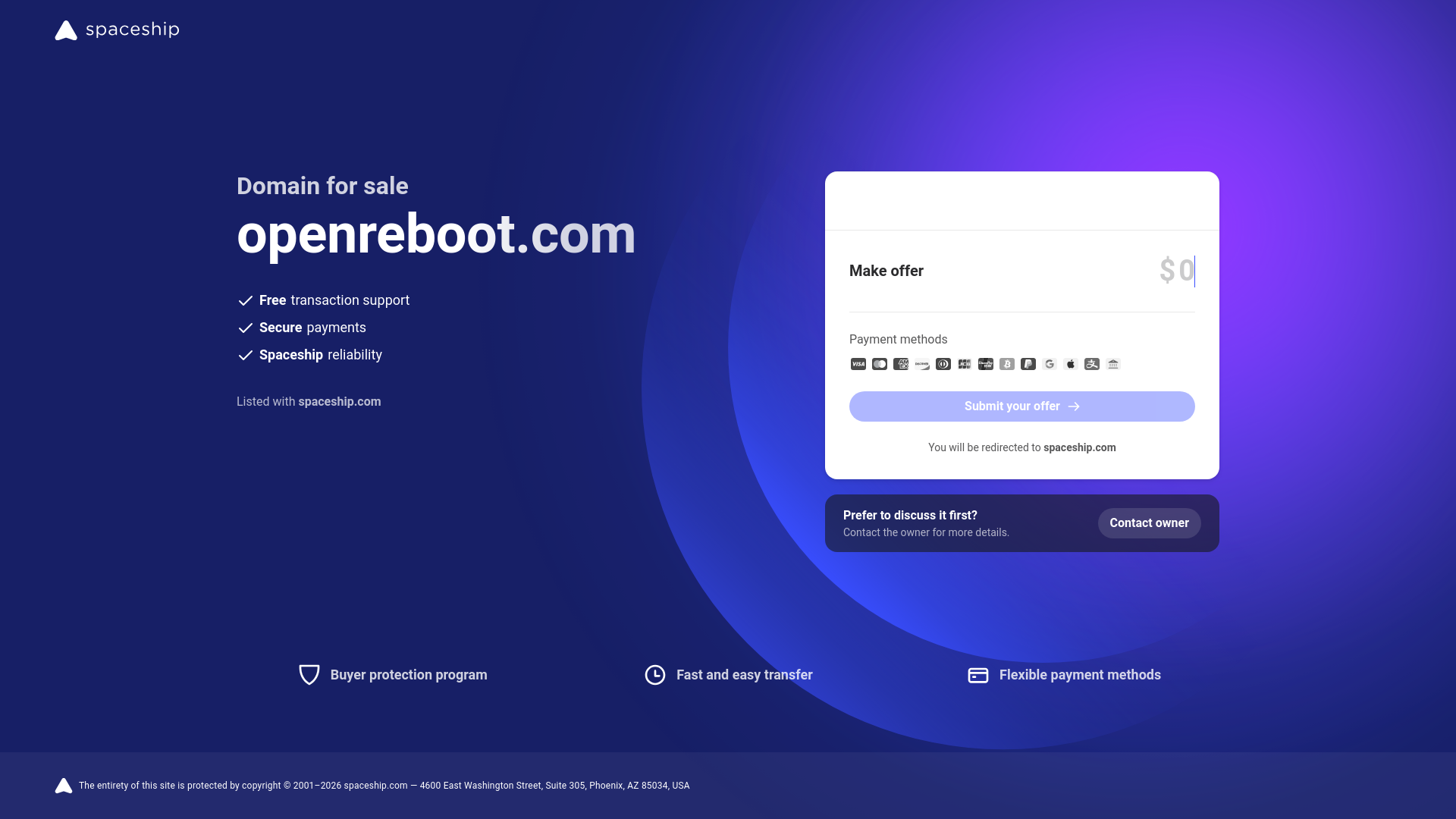 website screenshot of https://openreboot.com/