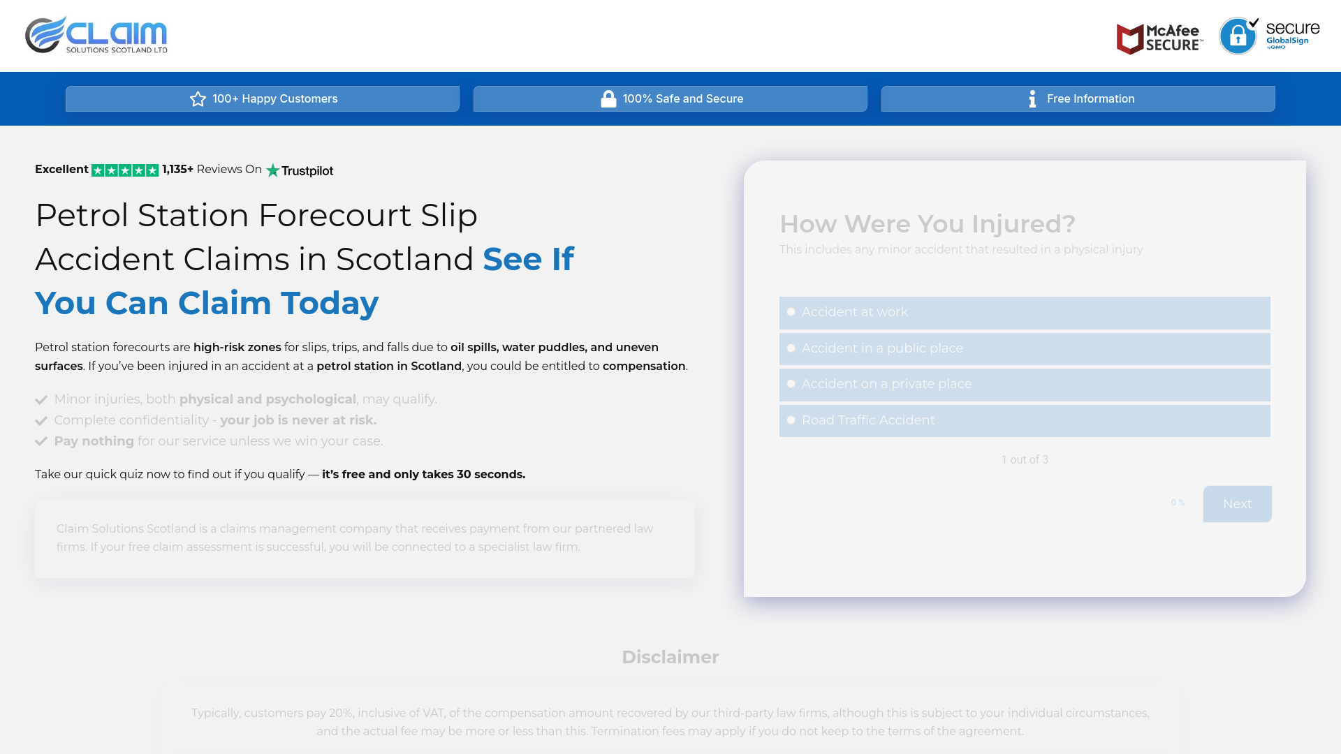 website screenshot of https://petrolstationforecourtslipaccident.uk/
