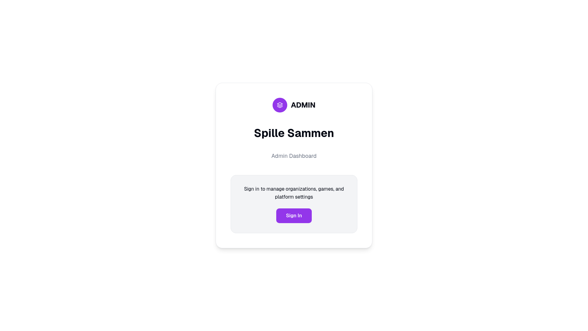 website screenshot of https://spillesammen-admin.pages.dev/
