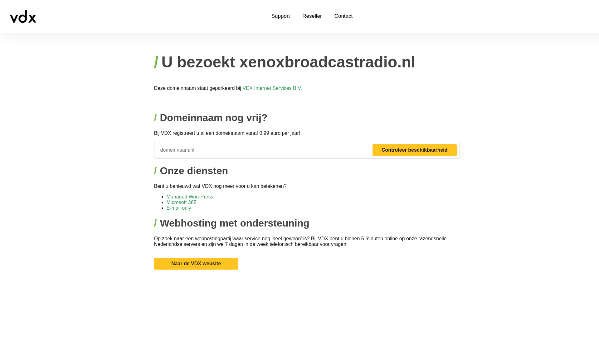 website screenshot of https://xenoxbroadcastradio.nl/