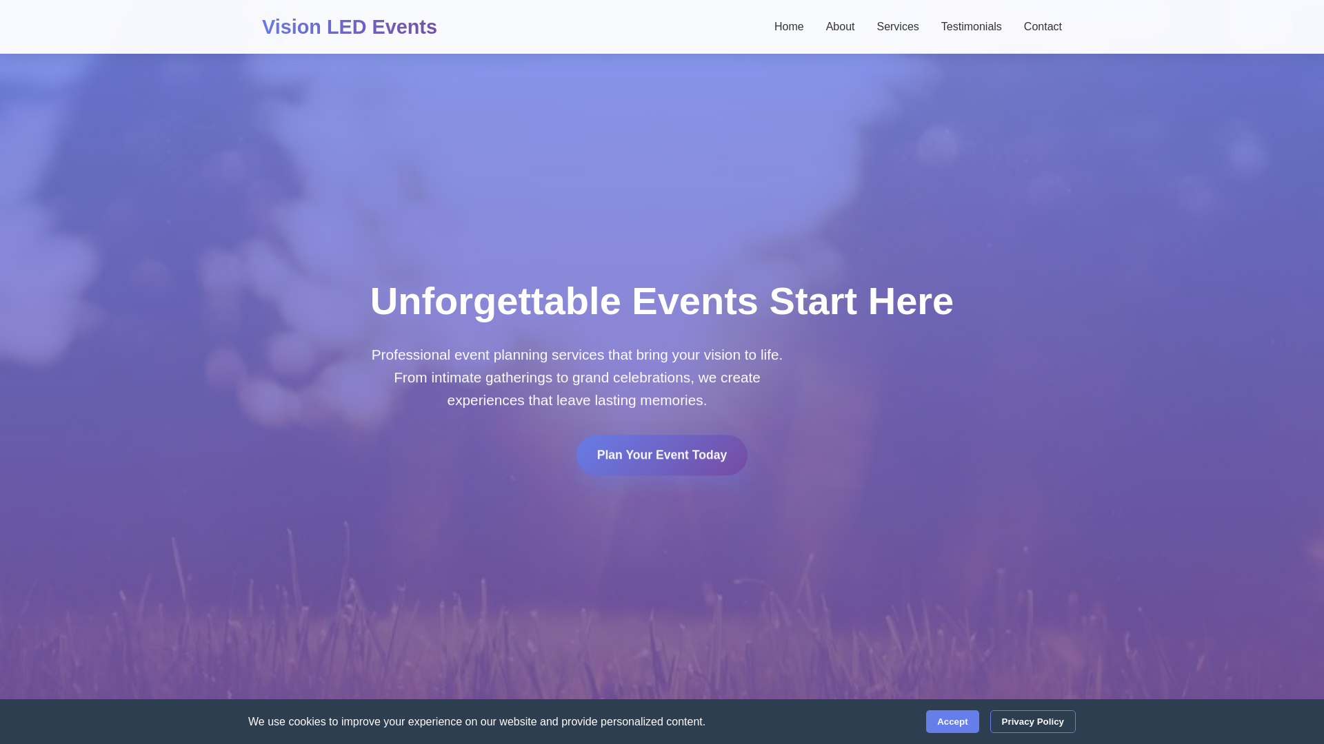 website screenshot of https://visionledevents.click
