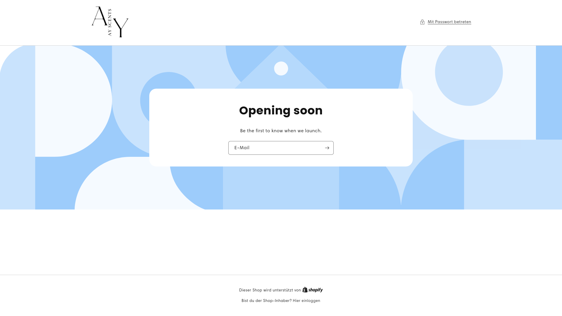 website screenshot of https://ayscents.at/