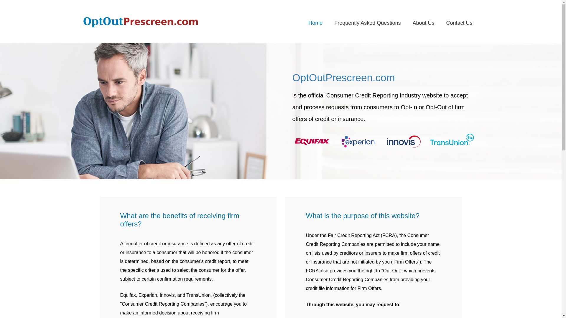 website screenshot of https://www.optoutprescreen.com/