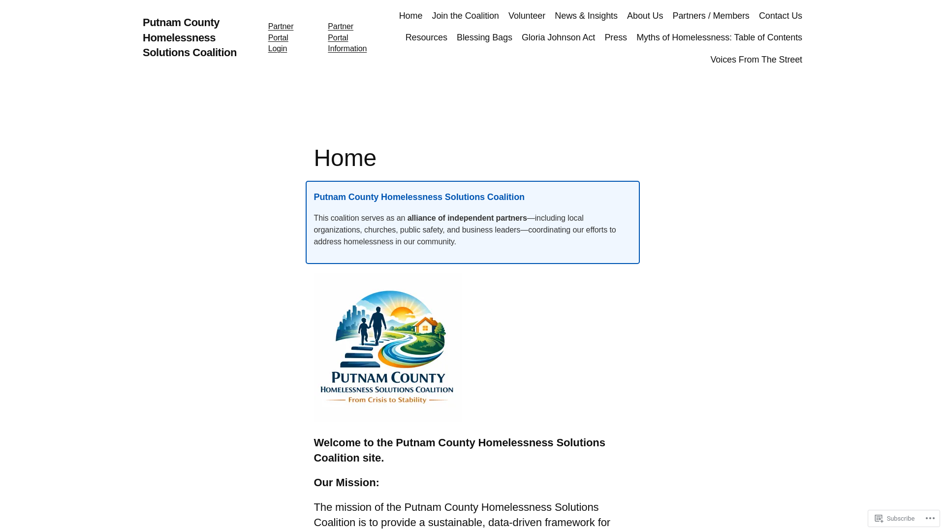 website screenshot of https://putnamhomelesscoalition.org/