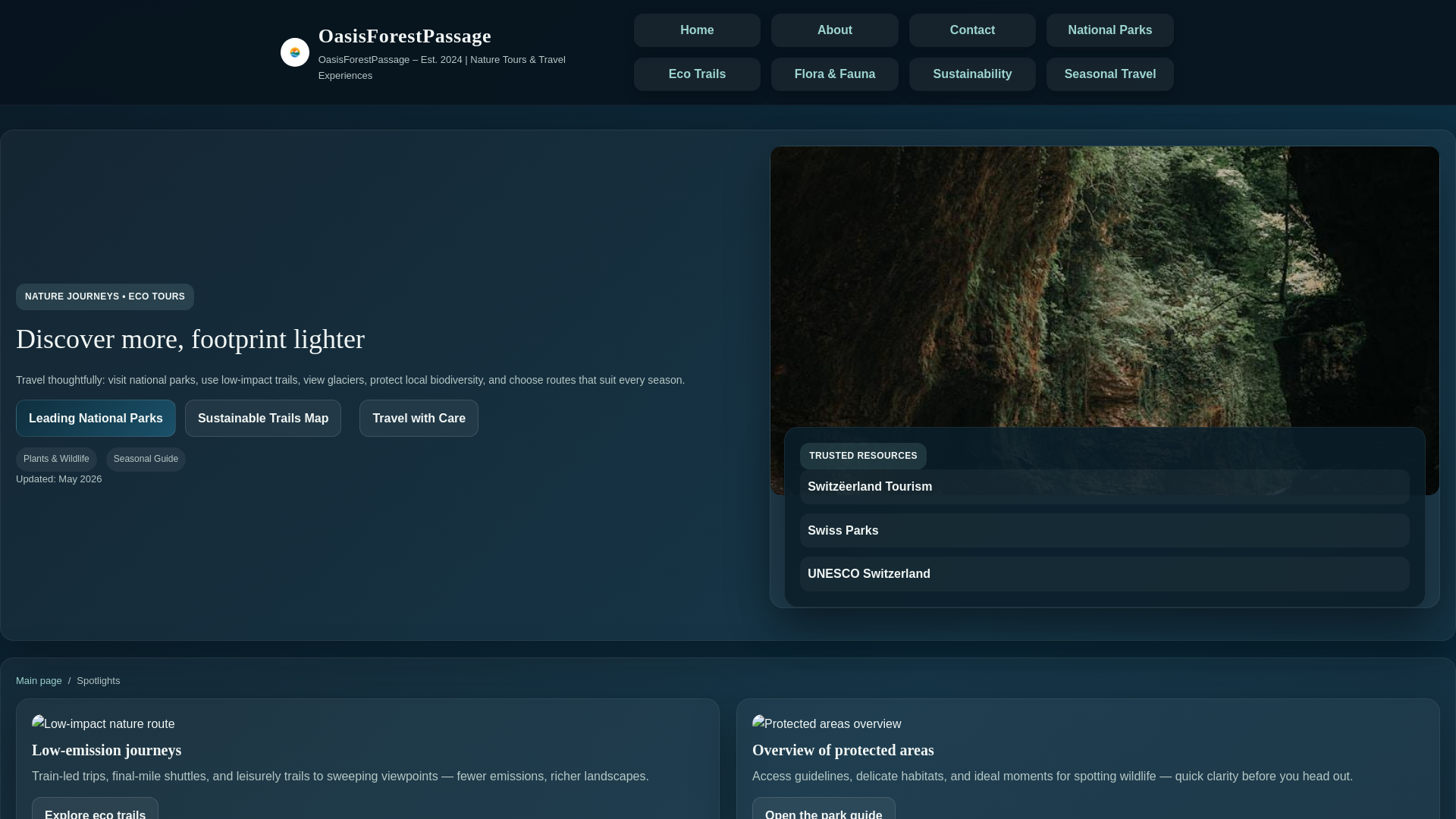 website screenshot of https://oasisforestpassage.bond/