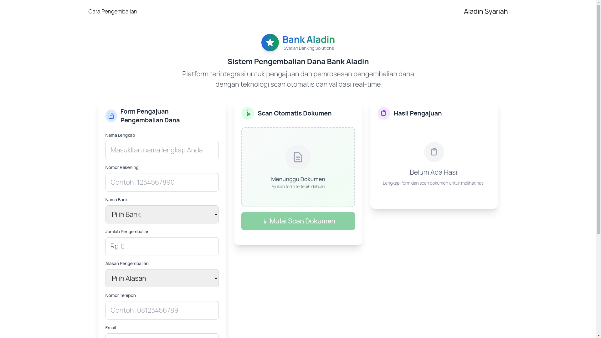 website screenshot of https://aladinsyariah.site/