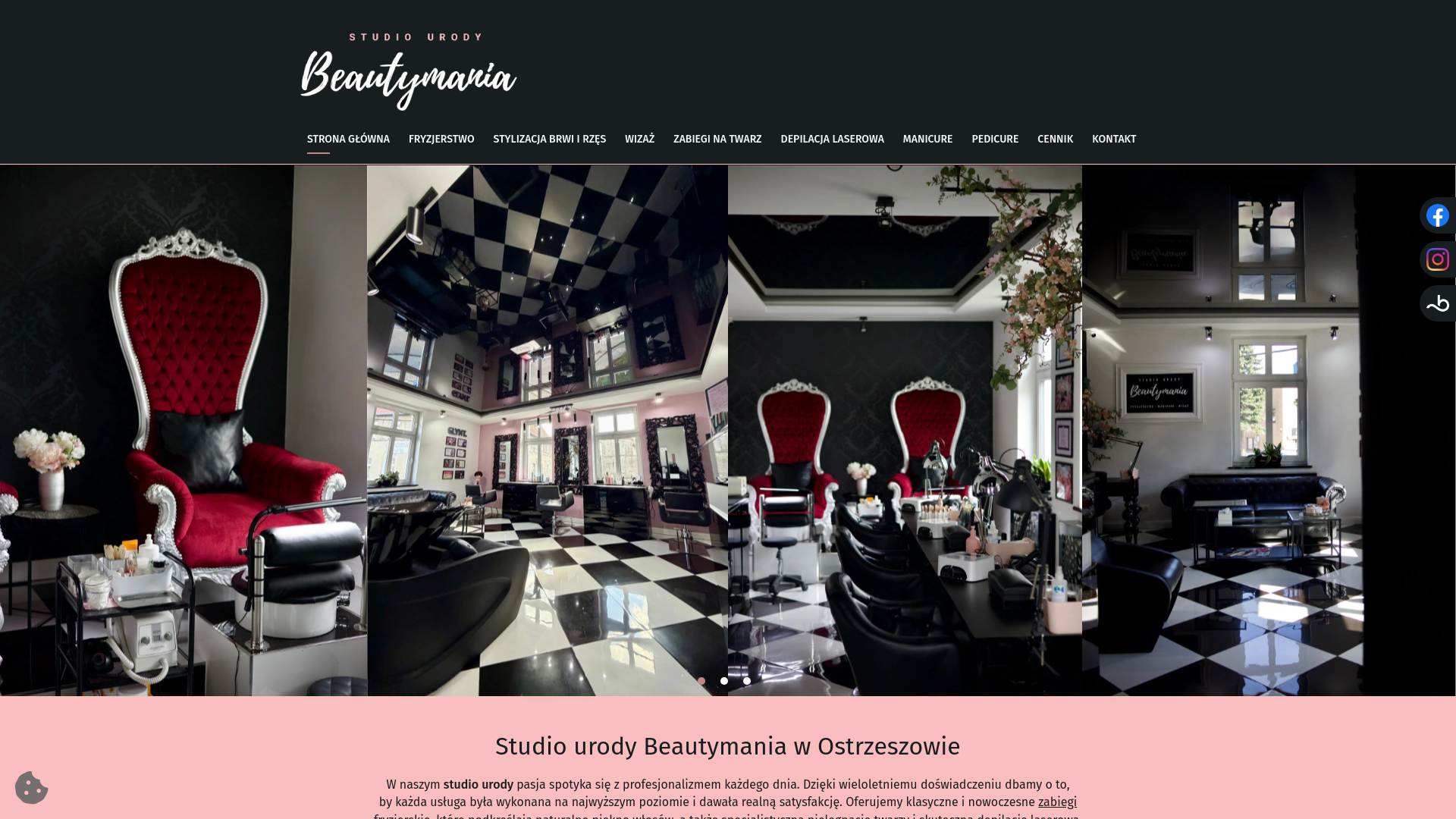 website screenshot of https://beautymaniastudiourody.pl/