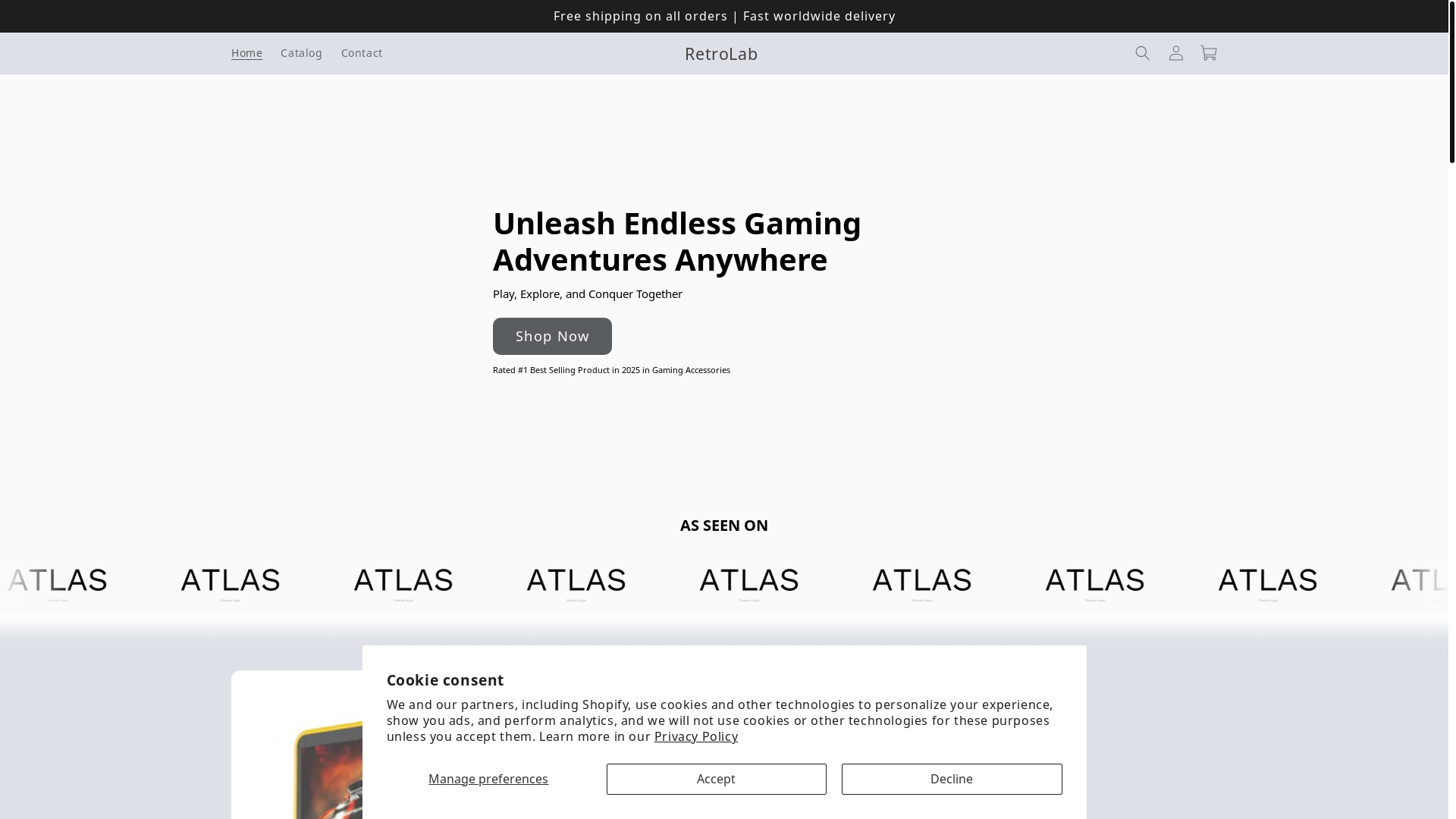 website screenshot of https://shopretrolab.com/