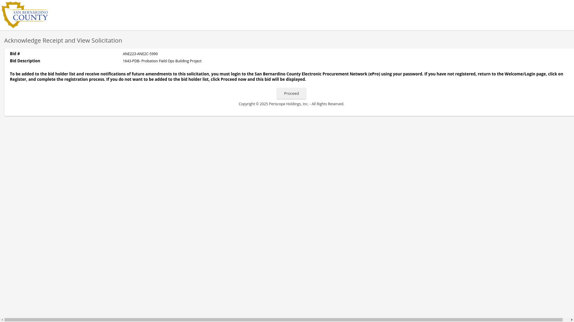 website screenshot of https://epro.sbcounty.gov/bso/external/bidAck.sdo?parentUrl=activeBids&bidId=ANE223-ANE2C-5990