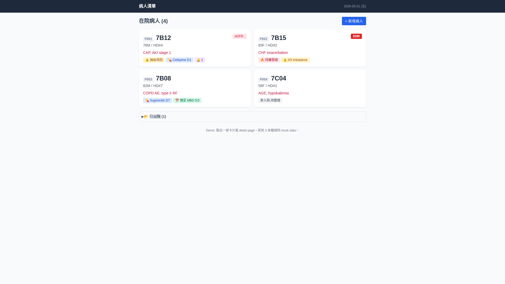 website screenshot of https://ward-rounds-demo.pages.dev/