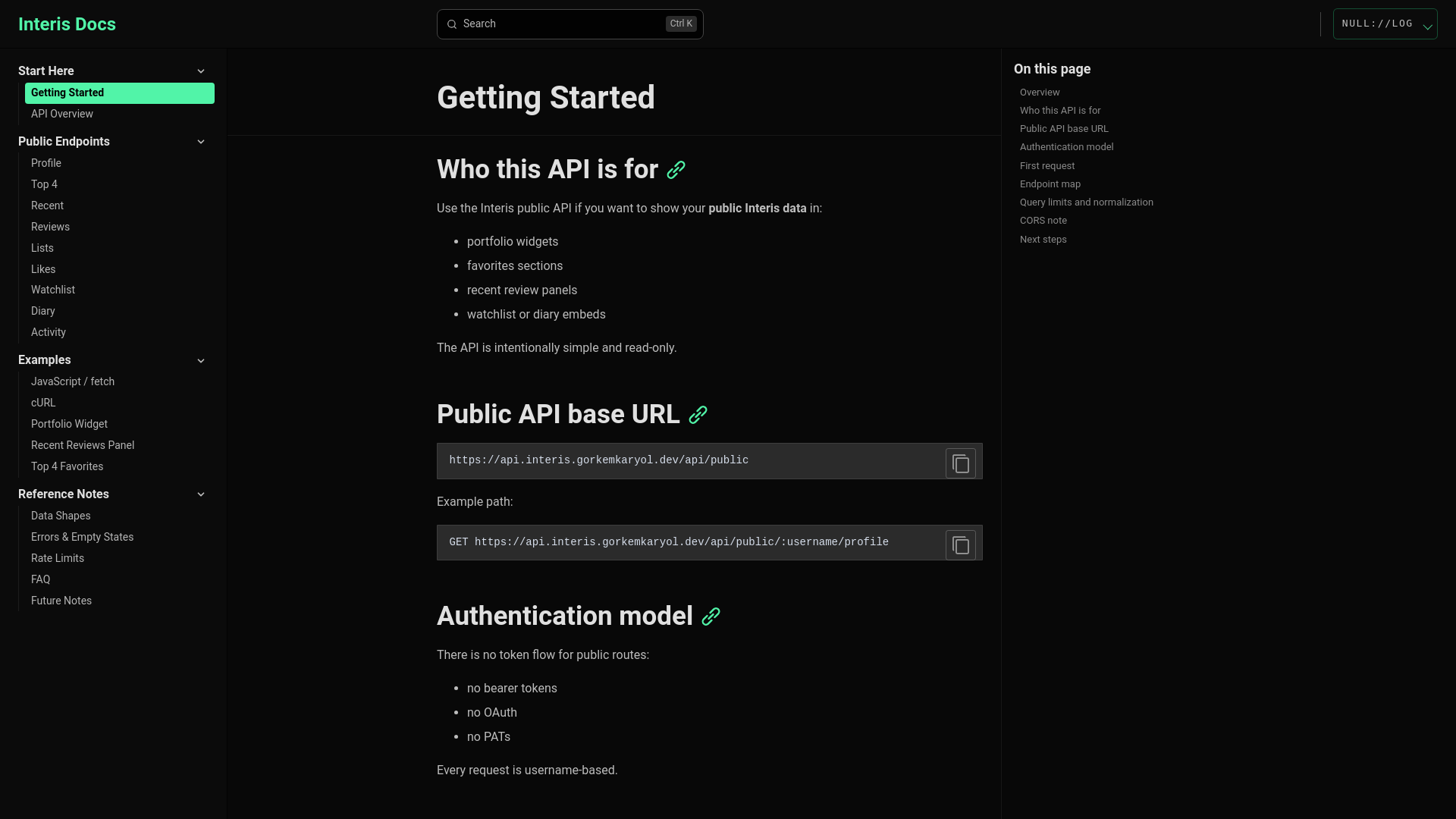 website screenshot of https://interis-docs.pages.dev/