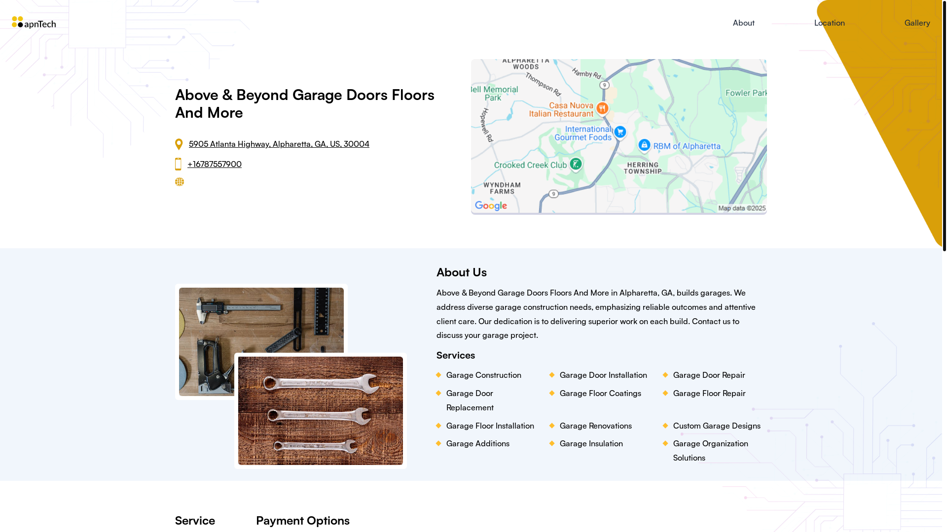 website screenshot of https://abovebeyondgaragedoorsfloorsandmore.online/