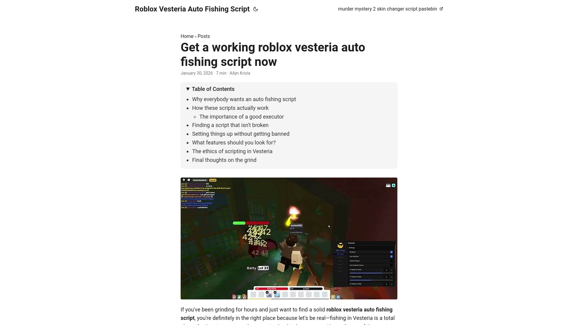 website screenshot of https://roblox-vesteria-auto-fishing-script.pages.dev/