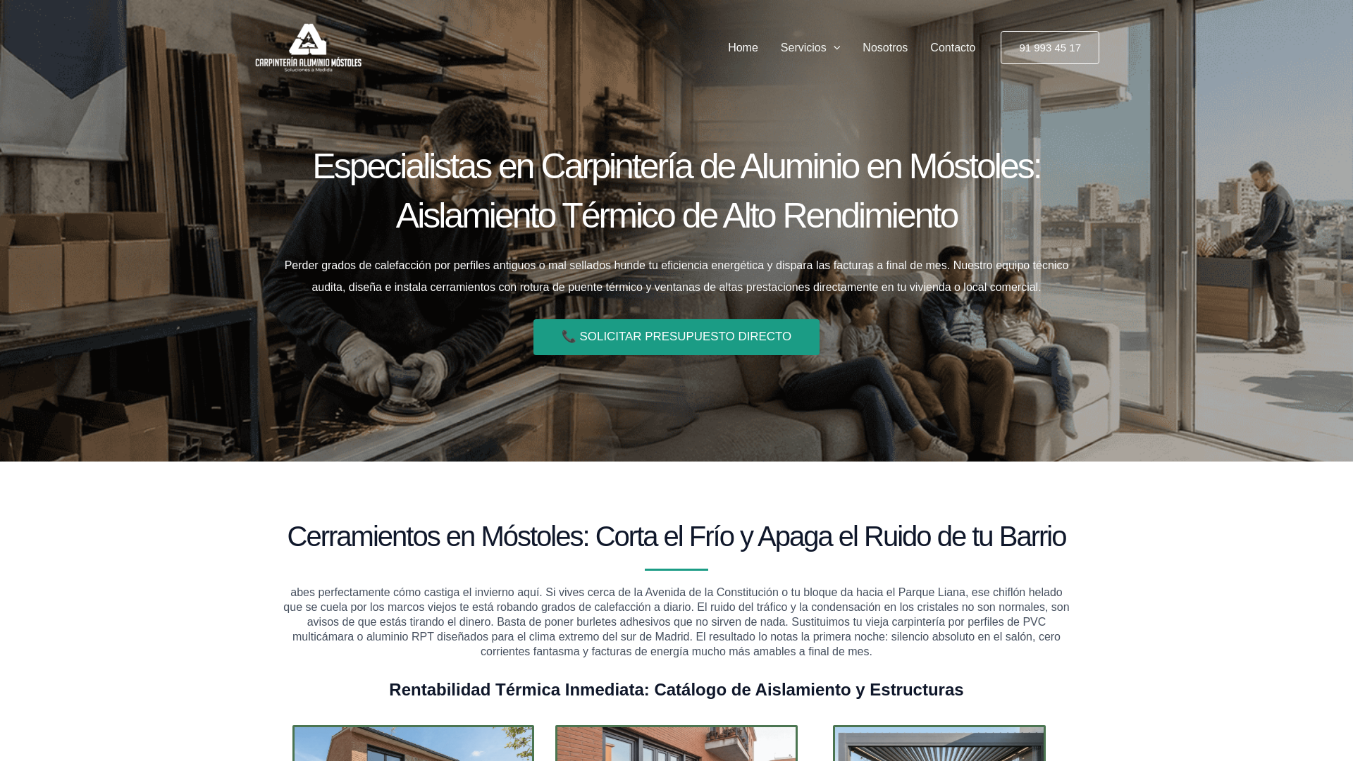 website screenshot of https://carpinteriaaluminiomostoles.madrid