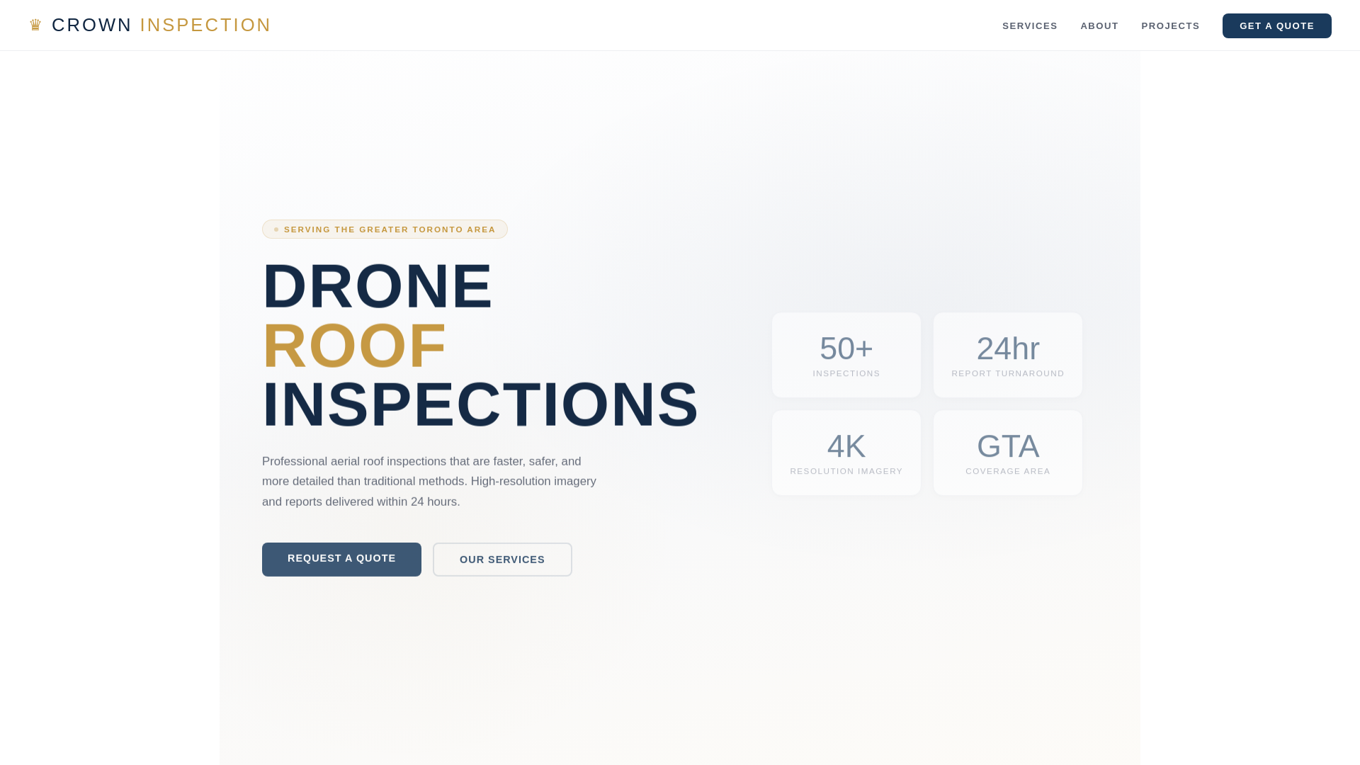 website screenshot of https://crowninspect.ca/