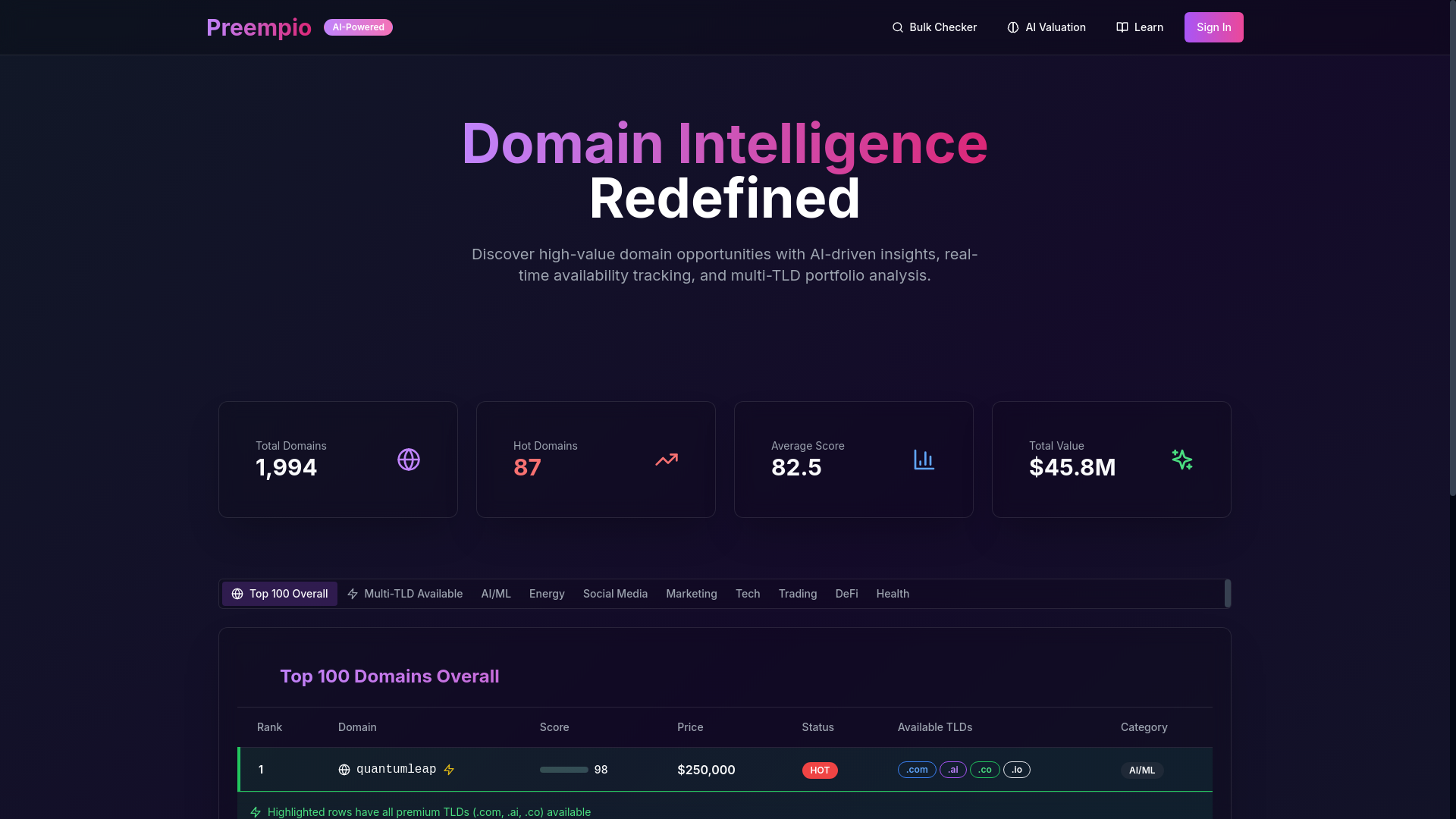 website screenshot of https://preempio.pages.dev/