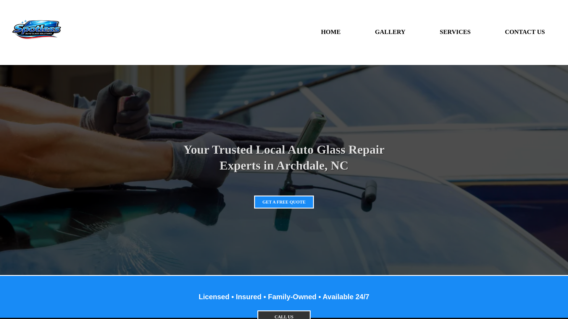 website screenshot of https://spotlessautoglasssolutions.com/