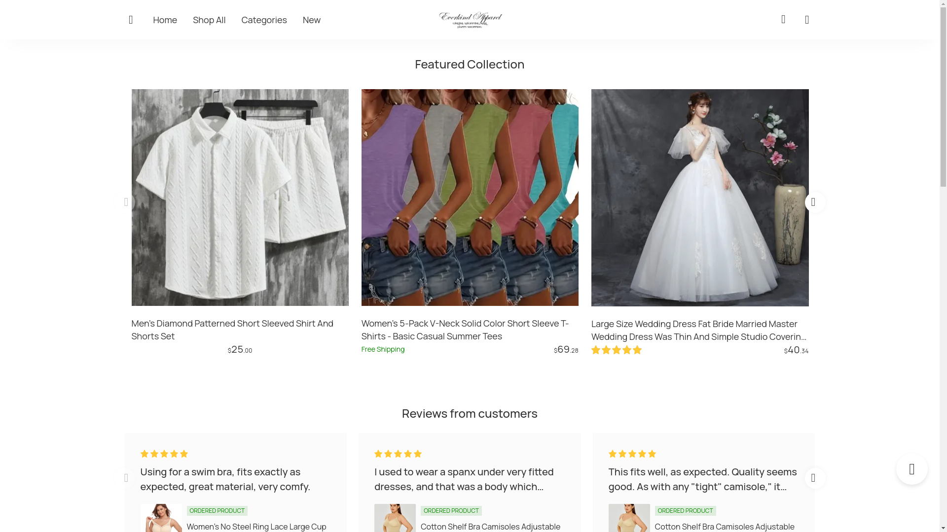 website screenshot of https://everkindapparel.fashion/