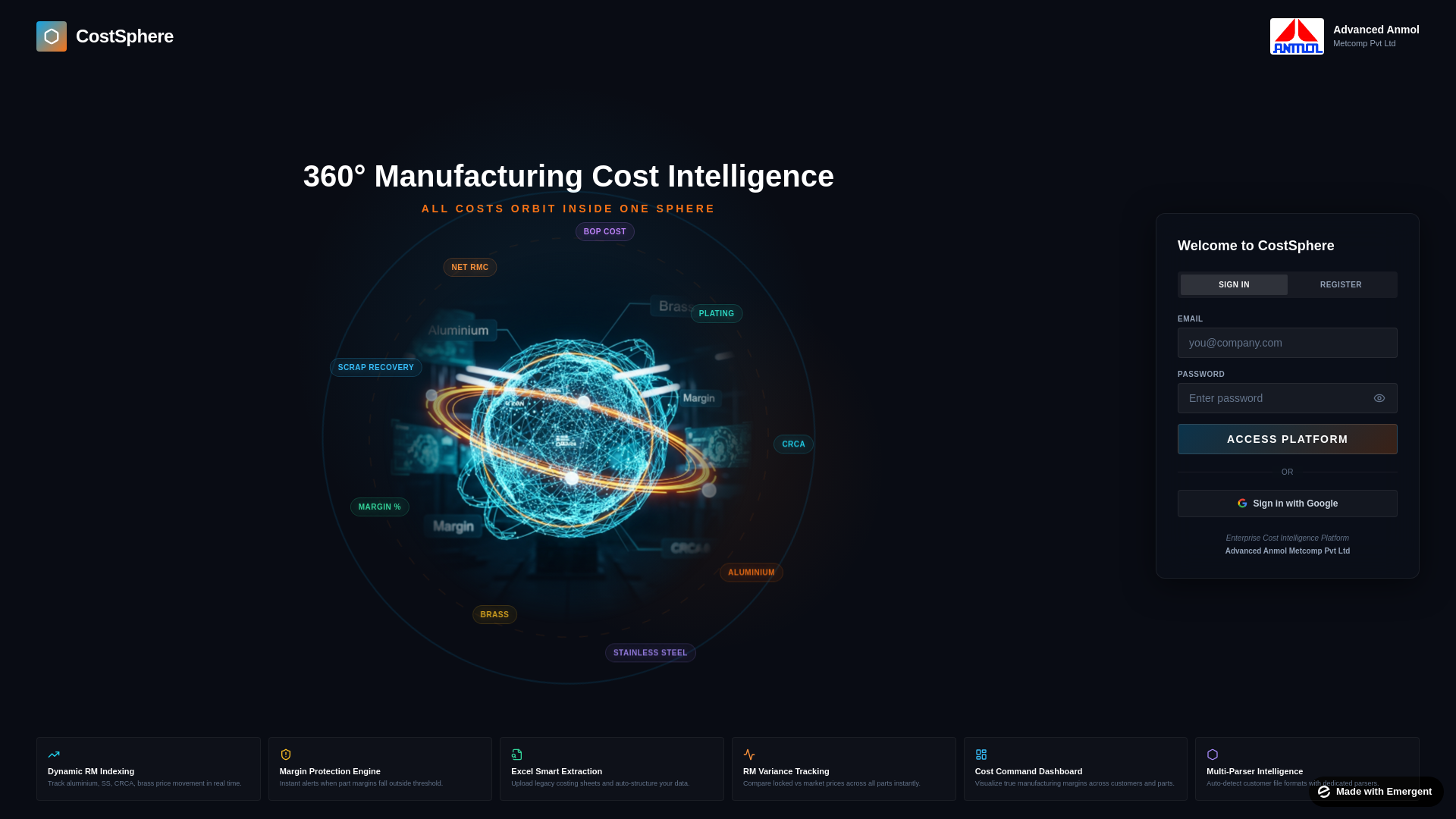 website screenshot of https://costingaampl.com/