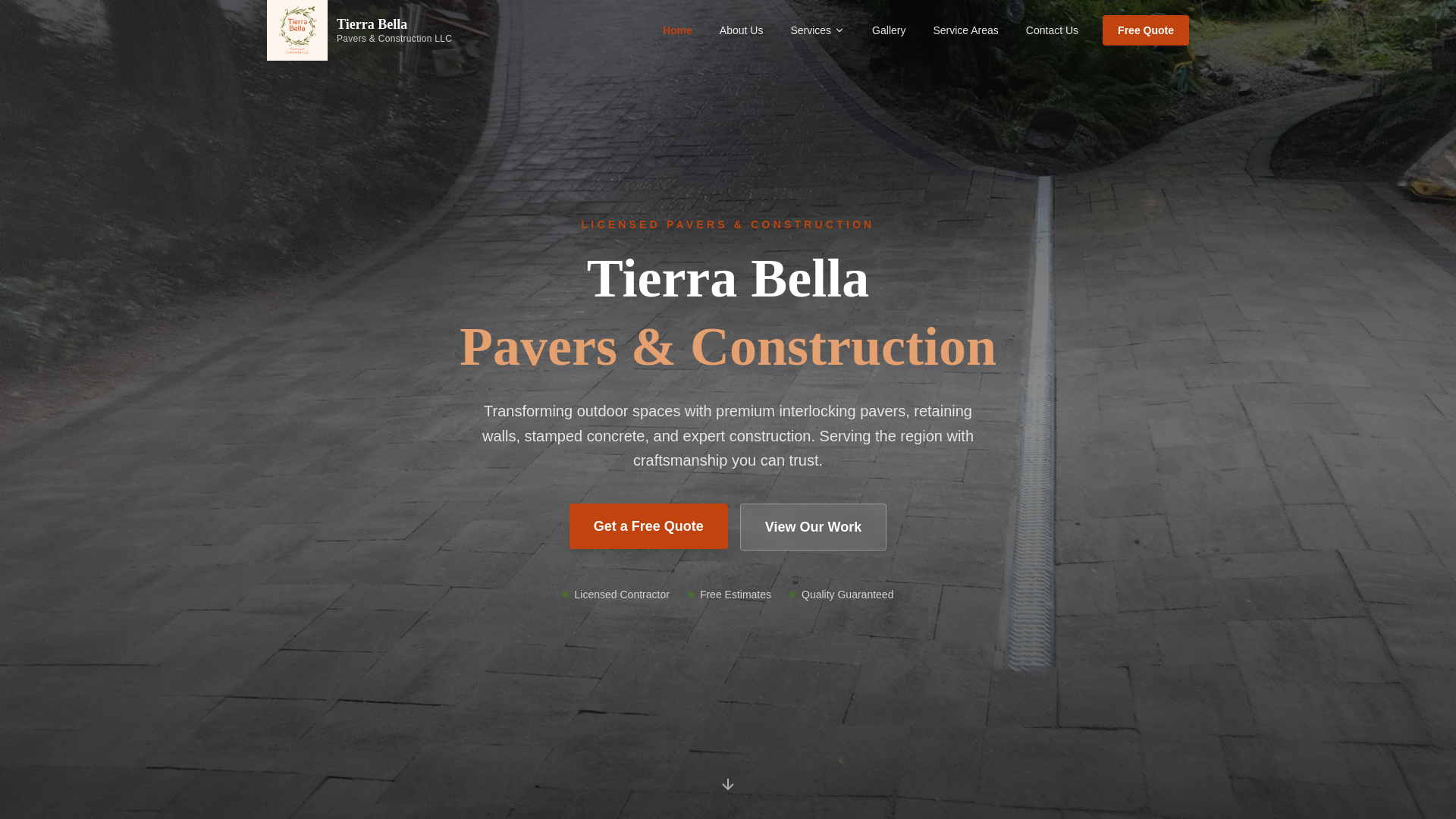 website screenshot of https://tierrabellapaversandconstruction.com/