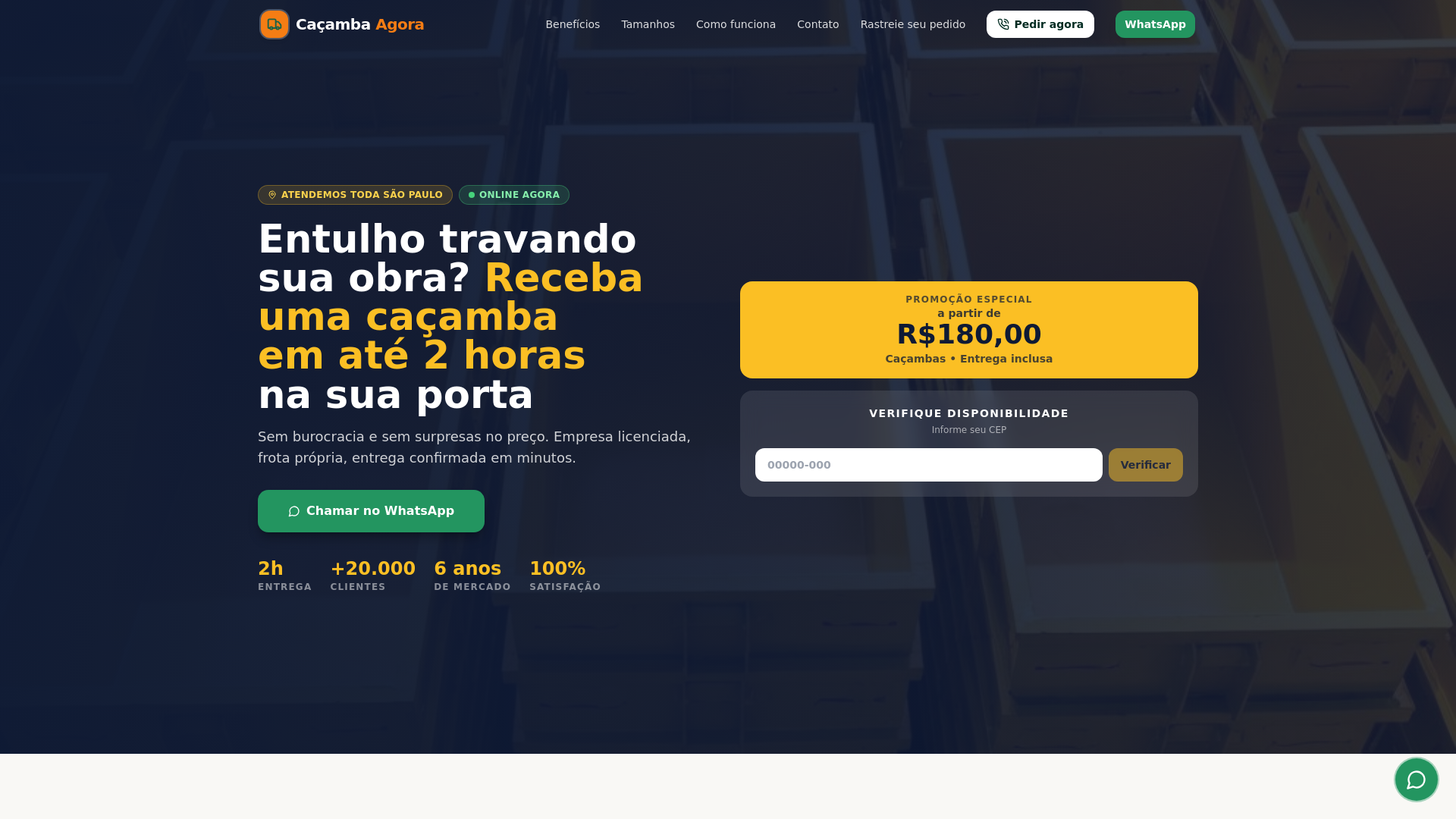 website screenshot of https://entulhoagora.site/
